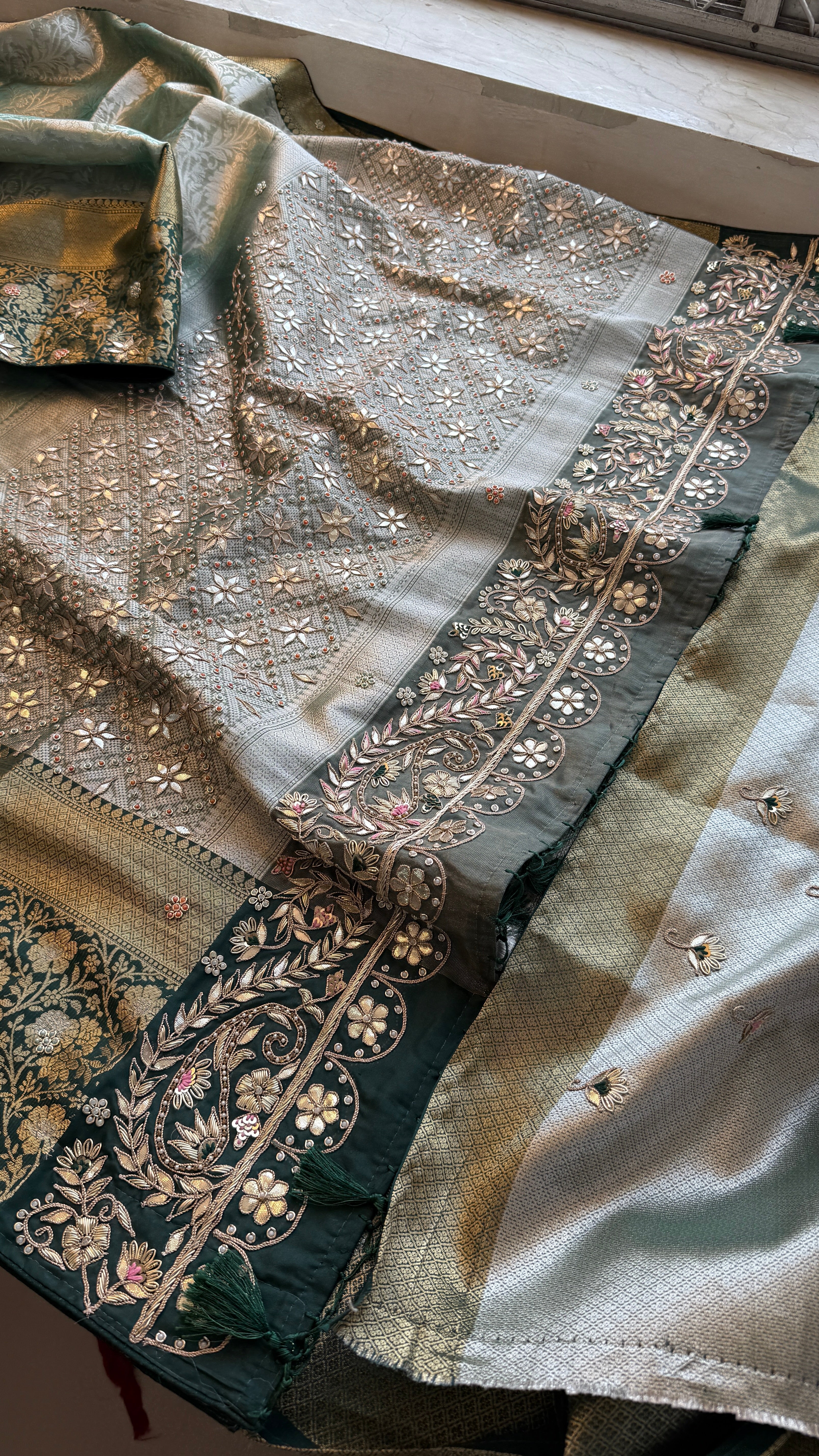 Pure Kanjivaram Meena Silk Bansrasi Saree