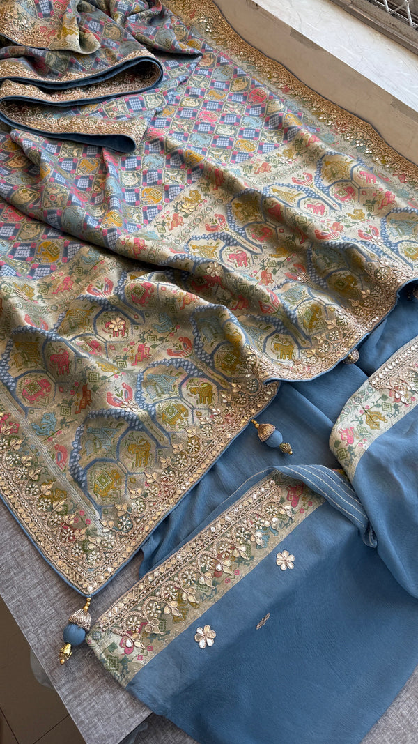 Khaddi Georgette Banarasi Traditional Handloom Zari Woven Indian Ethnic Party