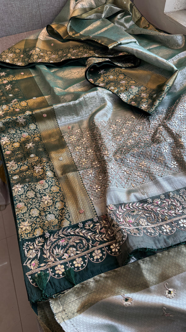 Pure Kanjivaram Meena Silk Bansrasi Saree
