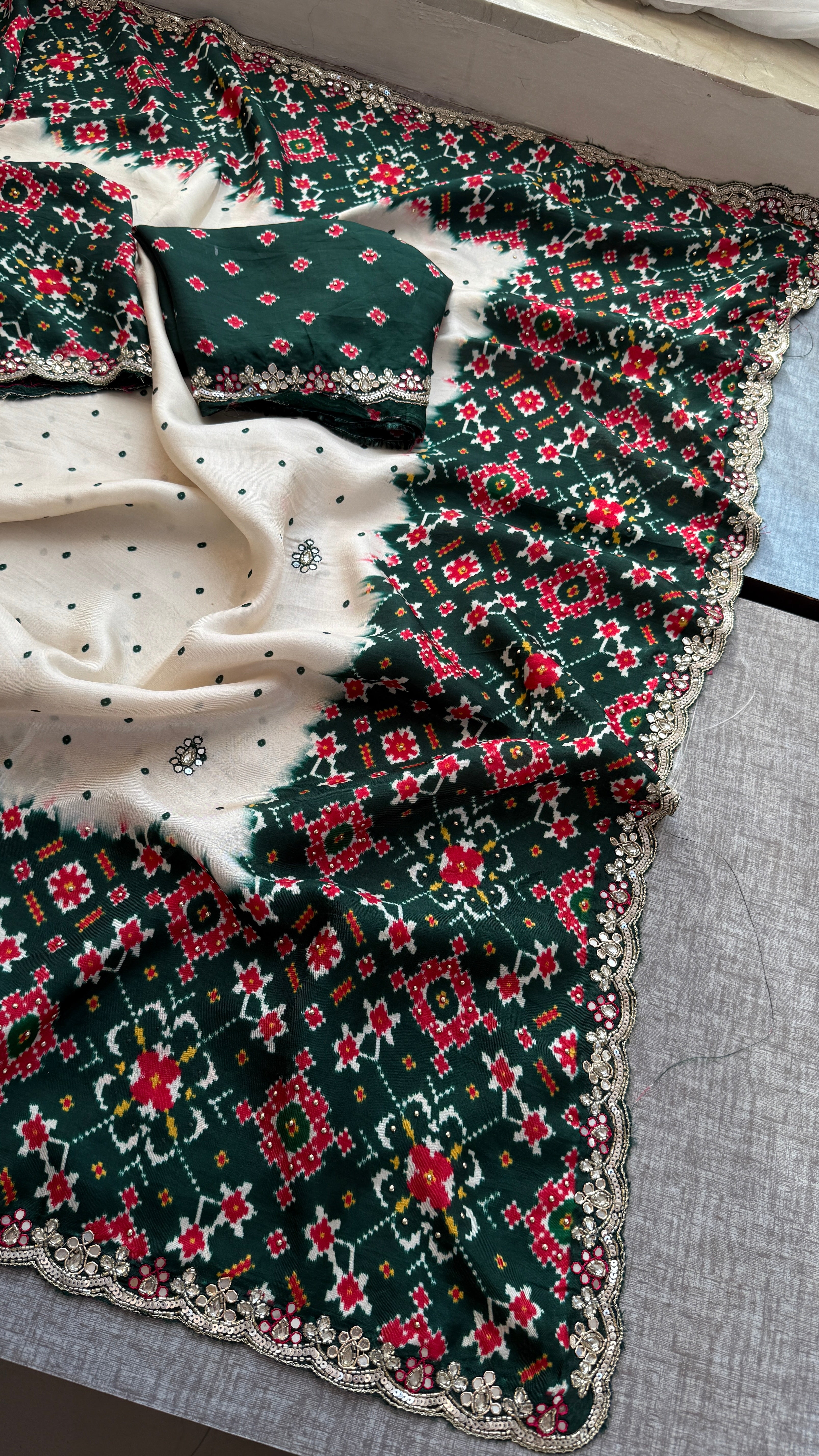 Soft Munga Silk with Pearl And Resham