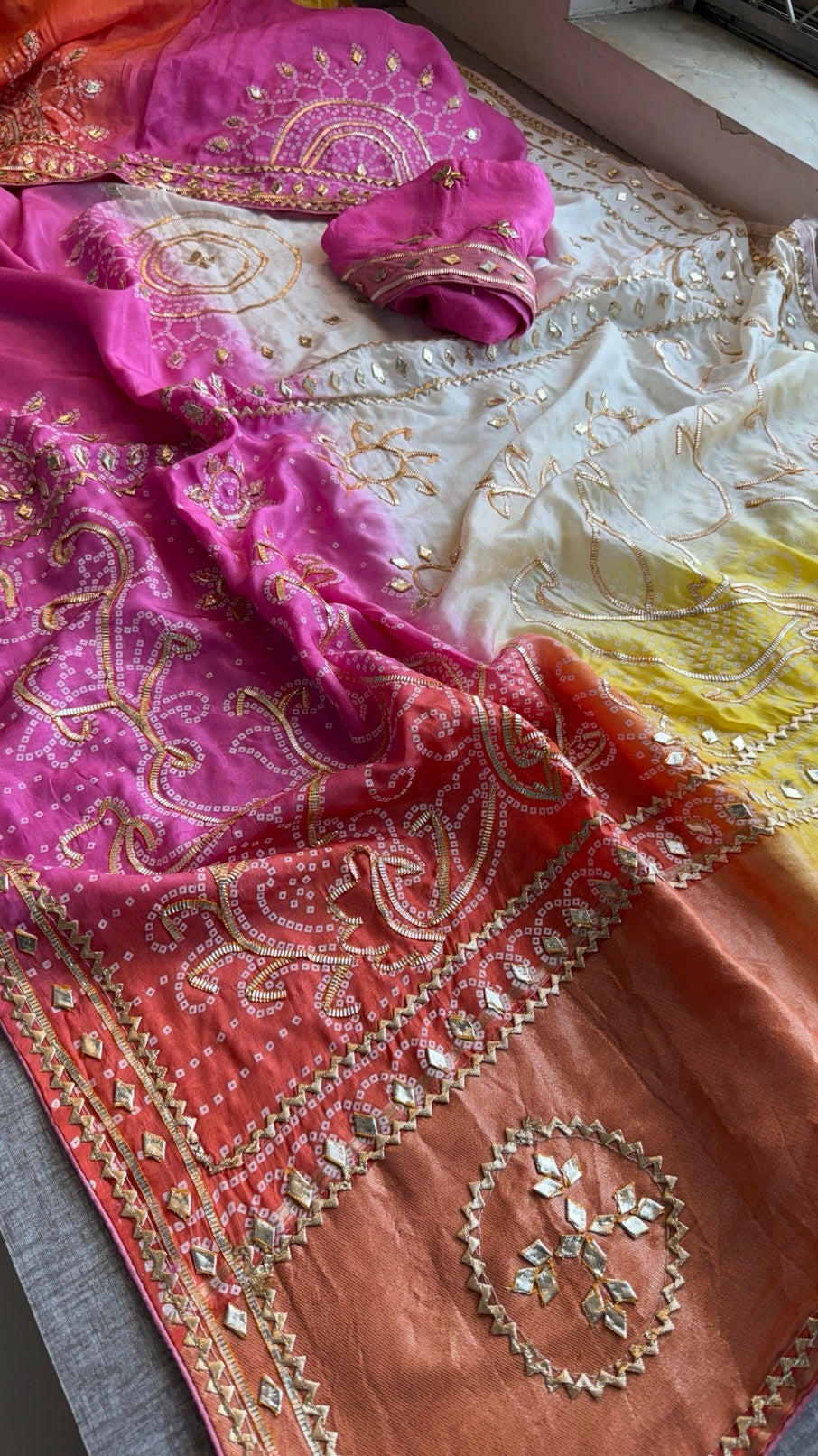 Munga Silk Sikhiya Gotapatti Saree with Peacock Motif & Zari Border | Soft Premium Festive Wear