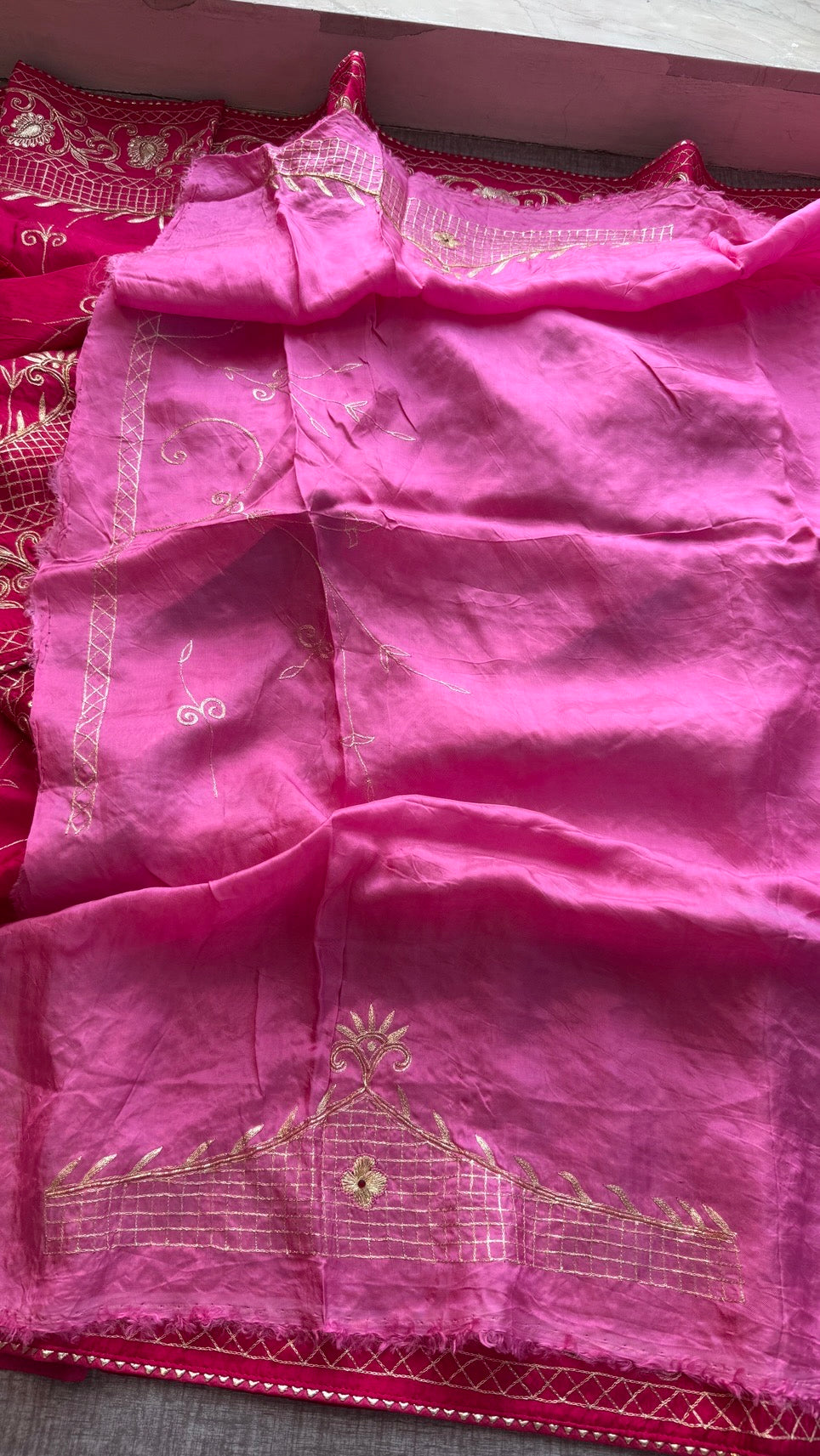 Soft Munga Silk Wedding Wear Saree with Intricate Hand Embroidery & Statement Blouse