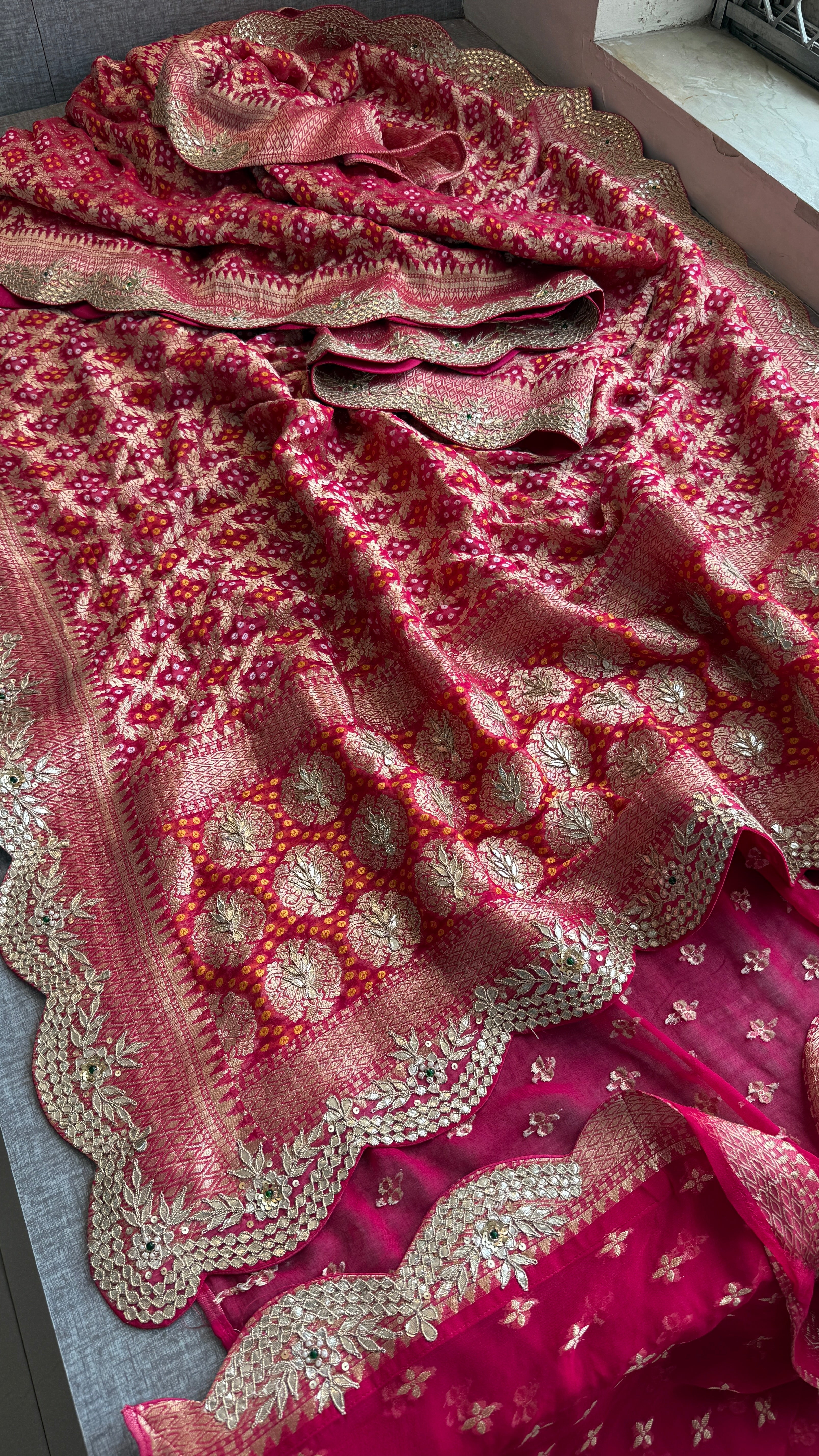 Khaddi Georgette Gharchola Saree Adorned with Gotapatti