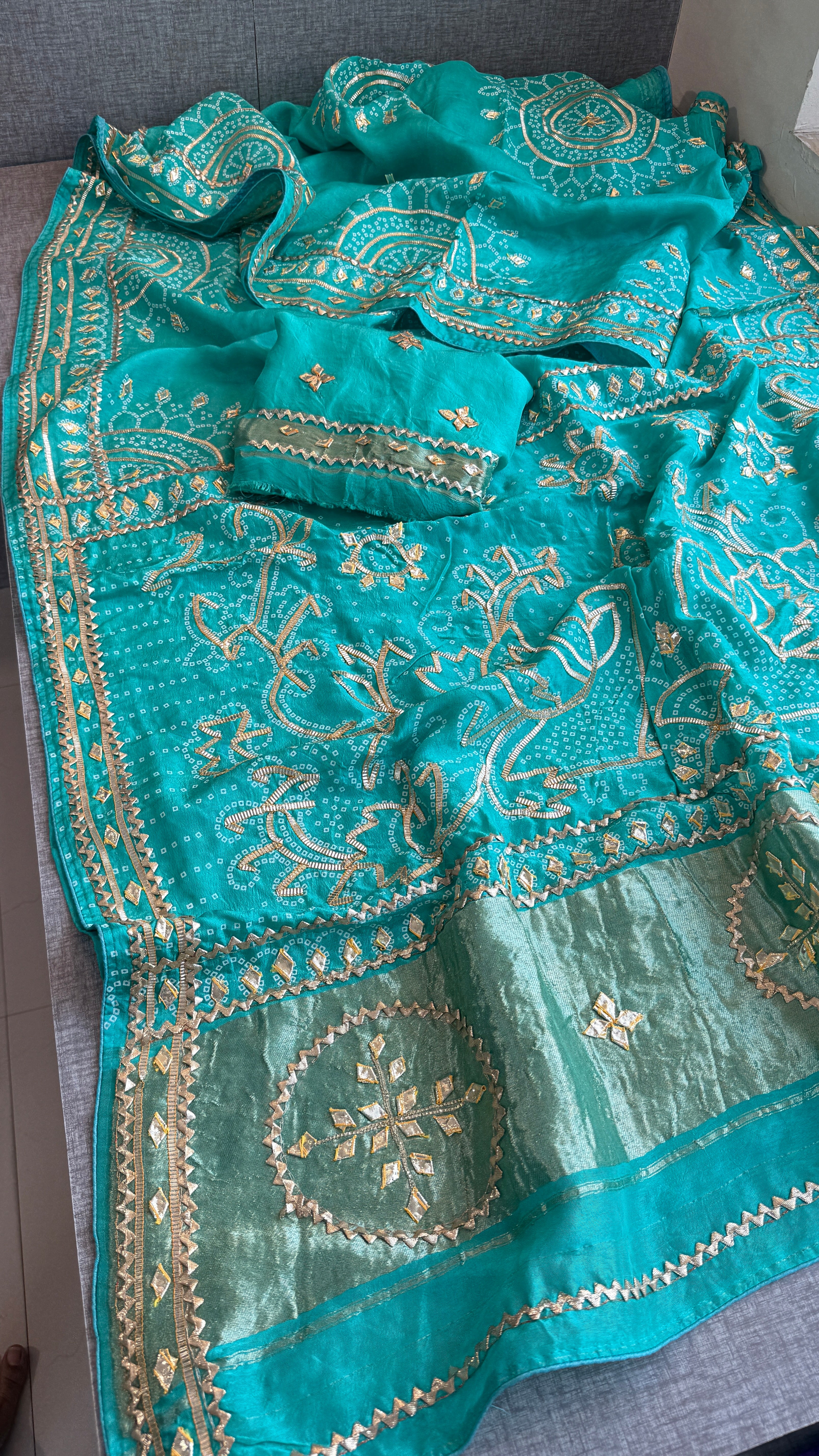 Munga Silk Sikhiya Gotapatti Saree with Peacock Motif & Zari Border | Soft Premium Festive Wear