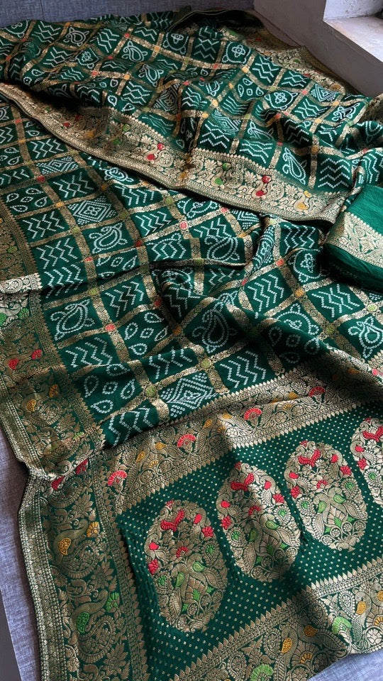 Pure Khaddi Georgette Banarasi Zari Weaving Saree – Royal Purple Designer Banarasi Silk Saree for Wedding & Festive Wear