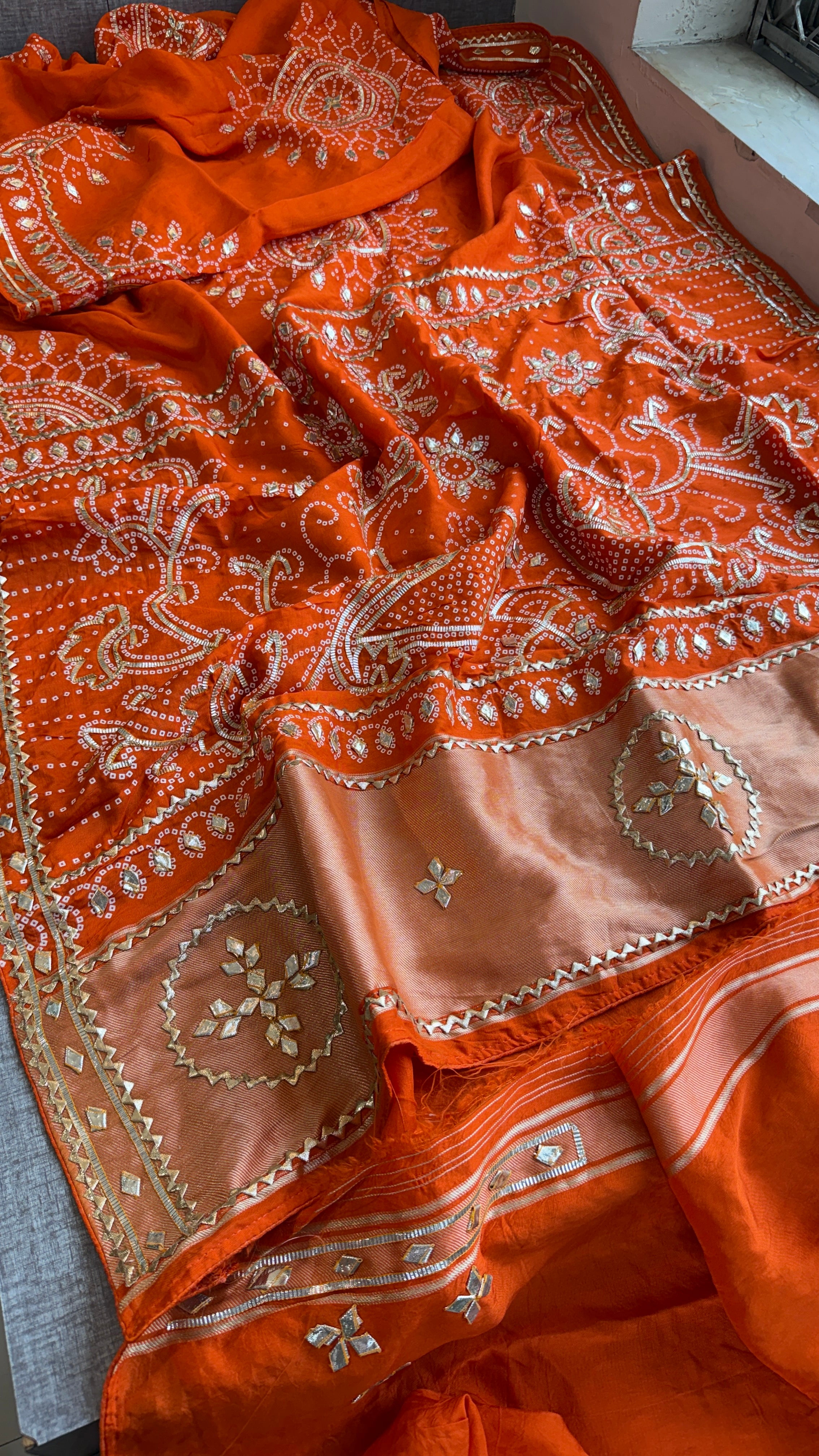 Munga Silk Sikhiya Gotapatti Saree with Peacock Motif & Zari Border | Soft Premium Festive Wear