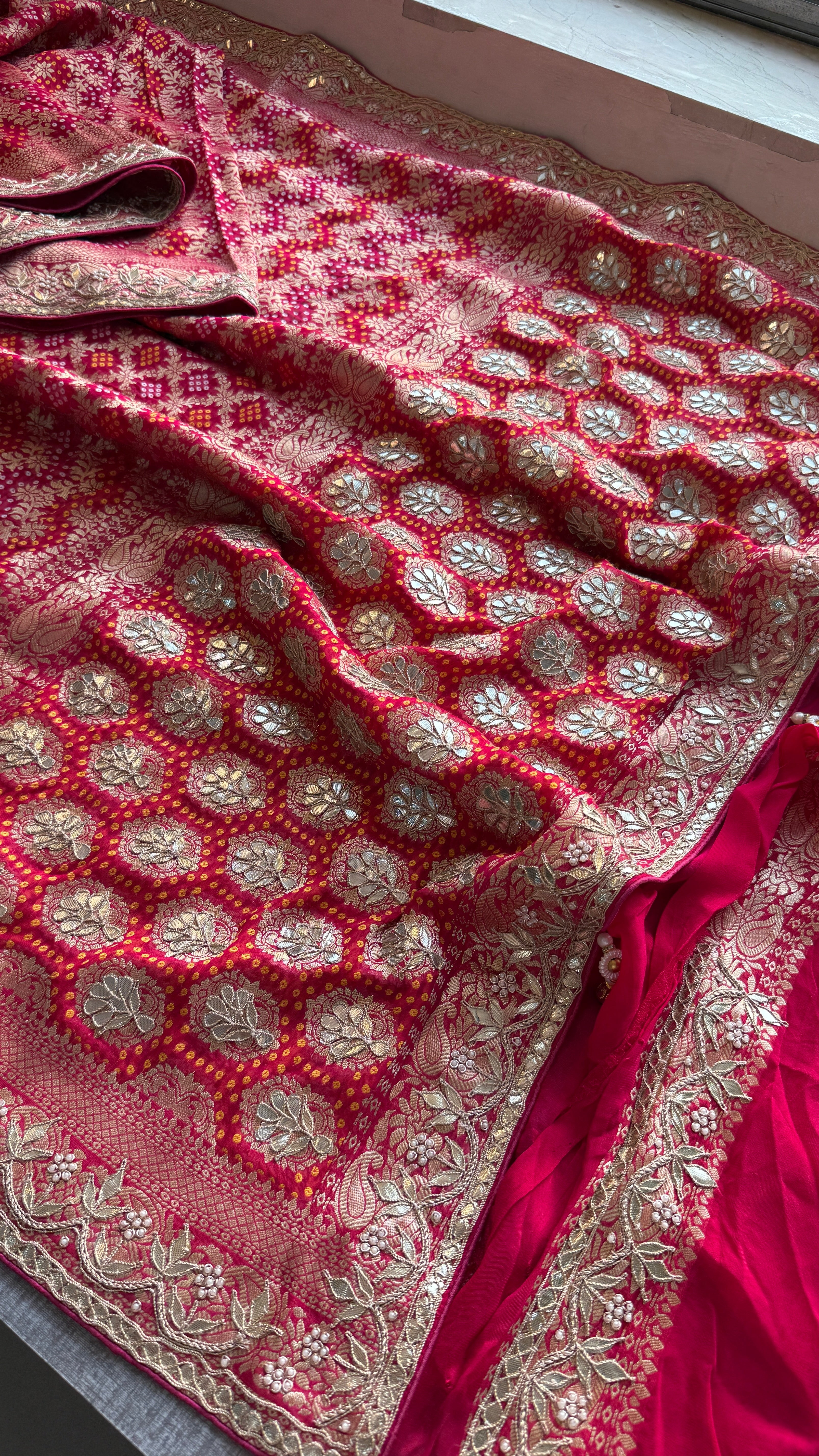 Pure Khaddi Georgette handwork gotapatti saree