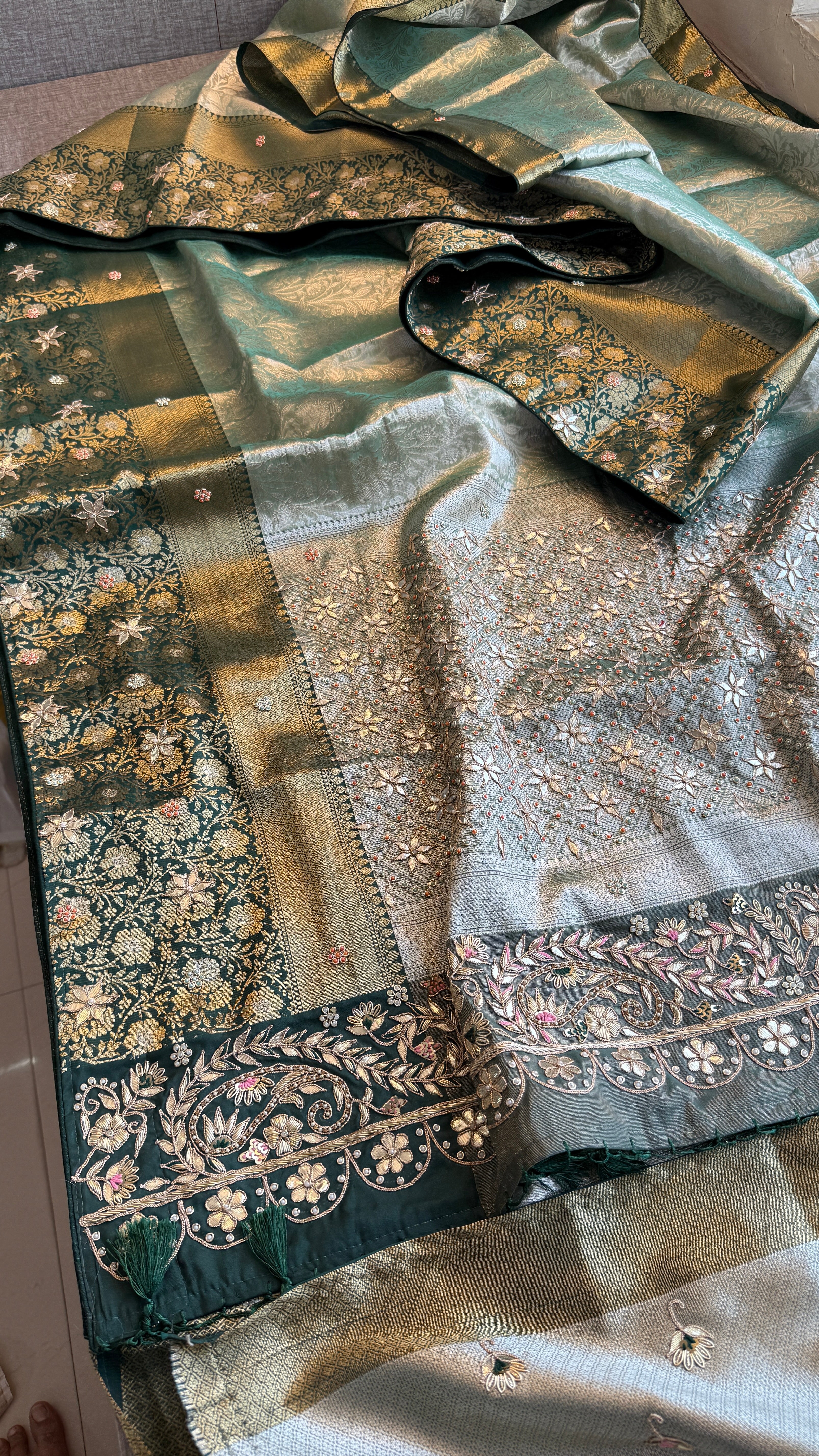 Pure Kanjivaram Meena Silk Bansrasi Saree