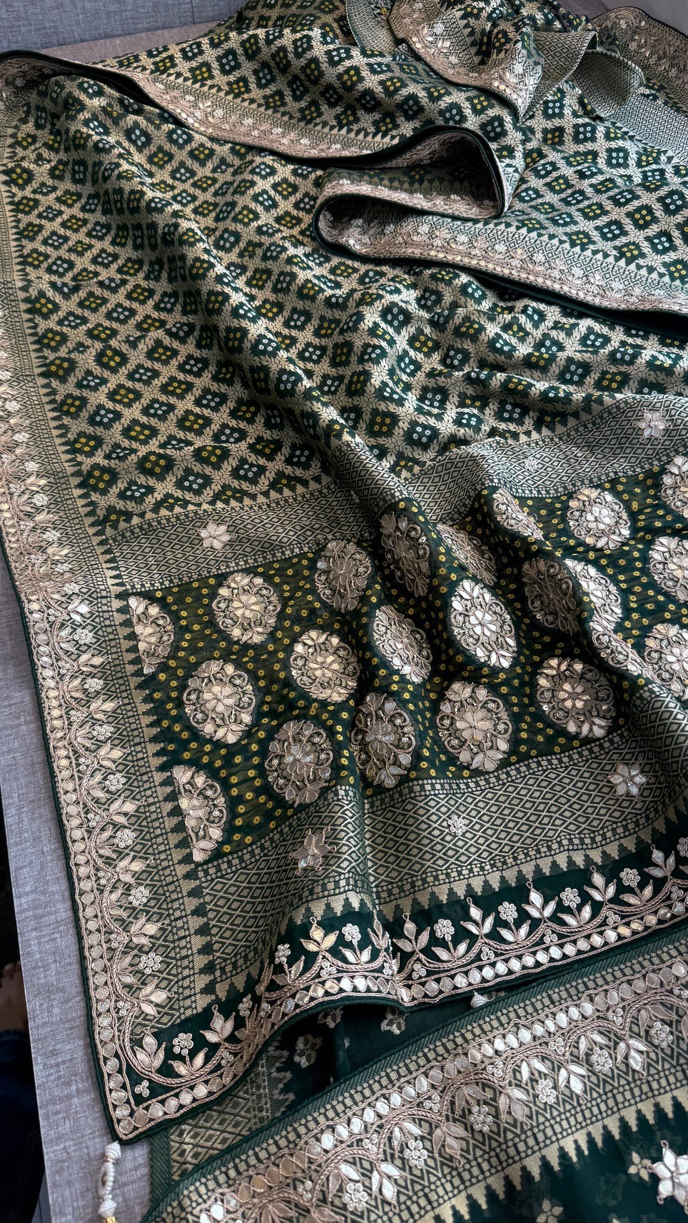 Pure Khaddi Georgette Banarasi Saree with Heavy Gotapatti Handwork – Premium Wedding Collection