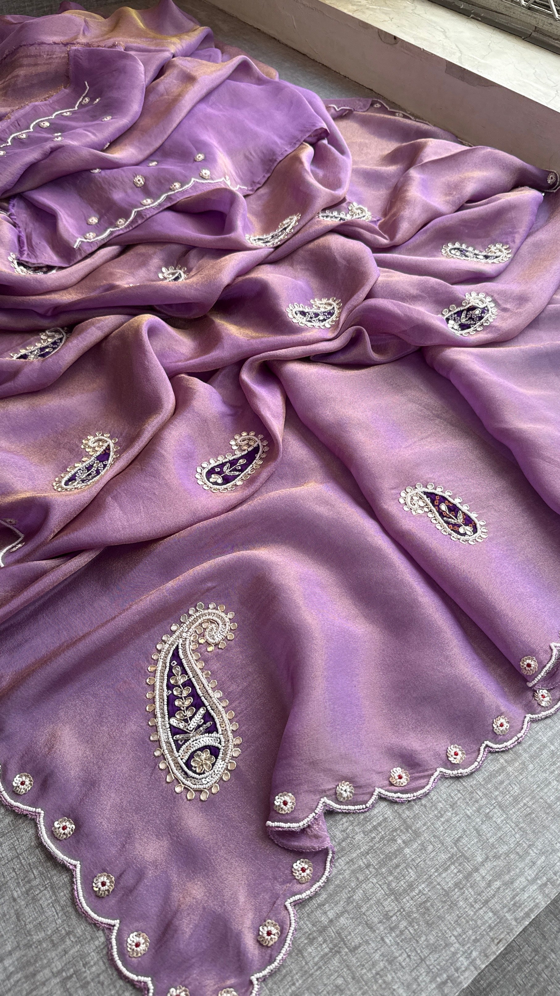 Dreamy Lavender Magic in Cosmo Silk by Nimbari Jaipur