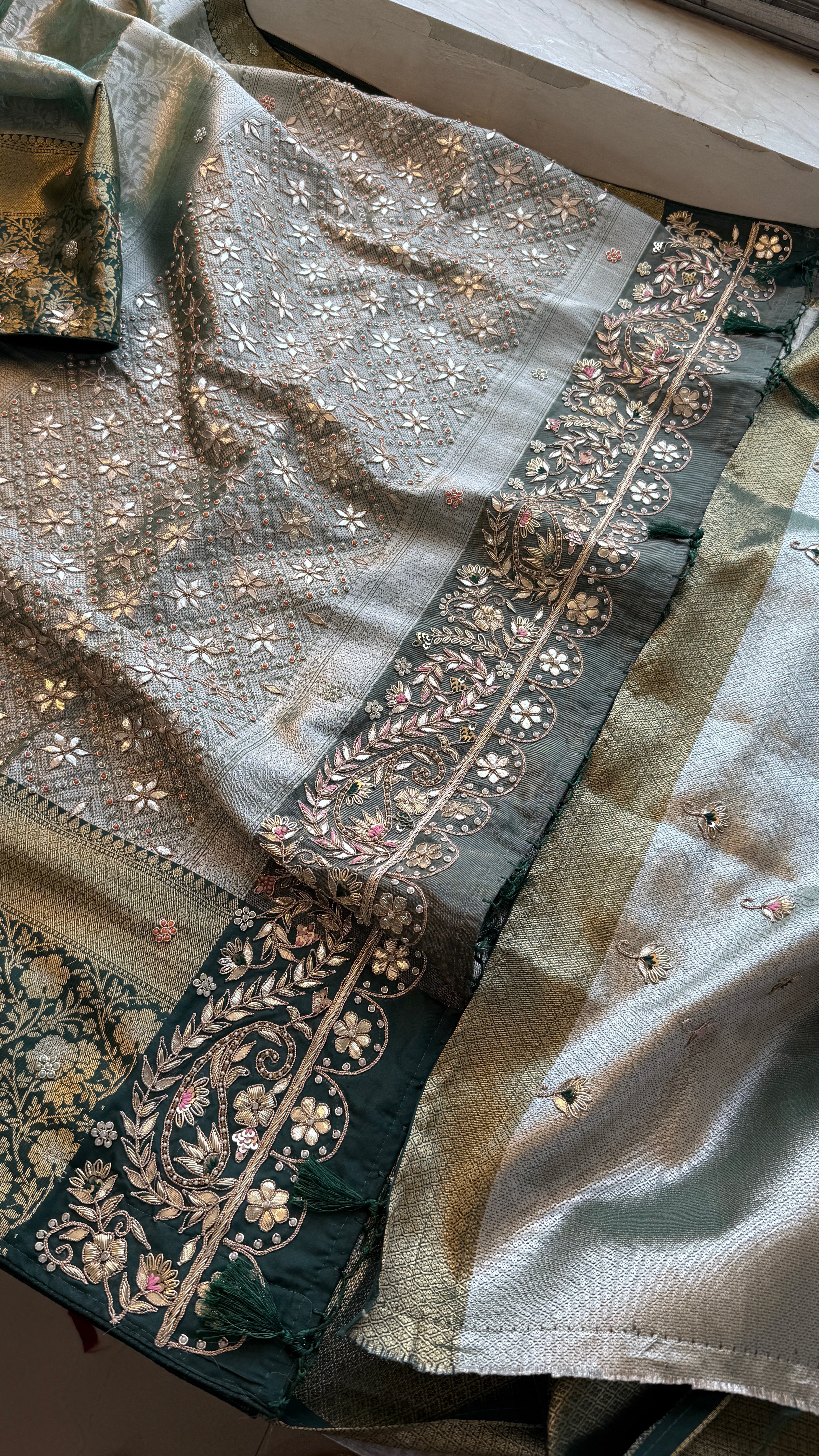 Pure Kanjivaram Meena Silk Bansrasi Saree