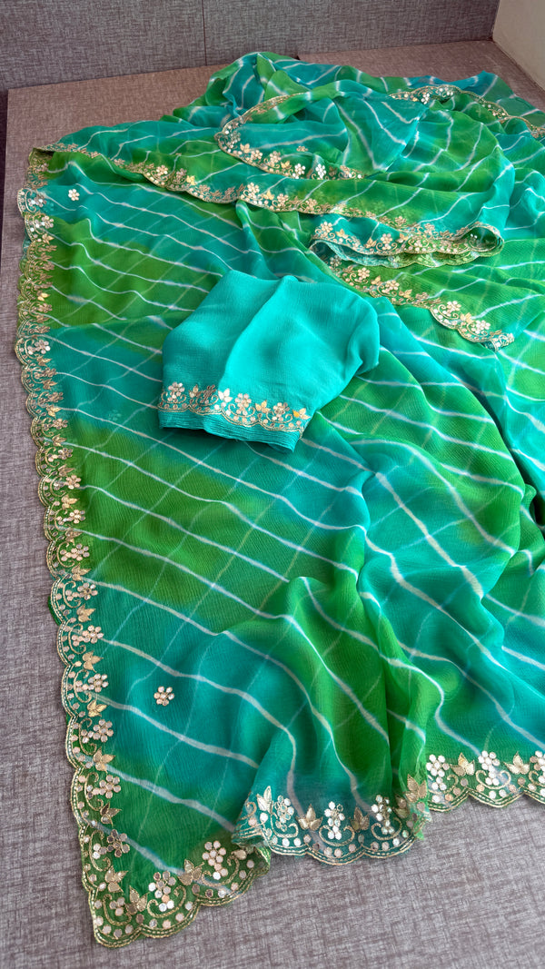 Pure chiffon leheriya Saree
