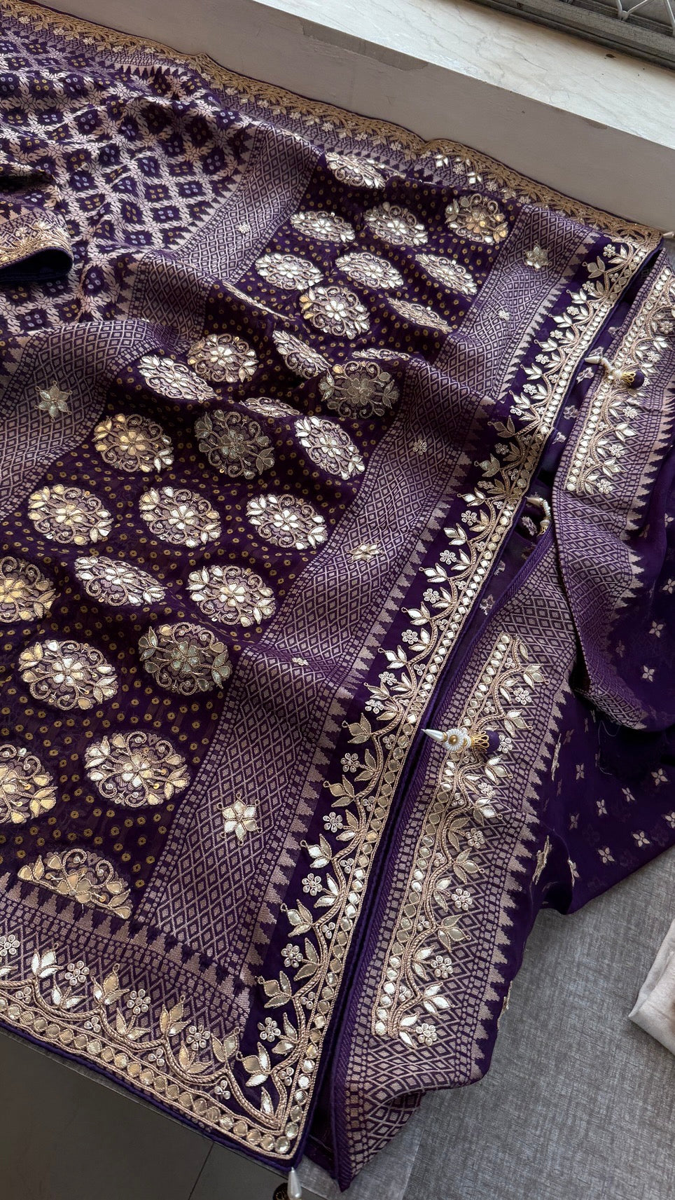 Pure Khaddi Georgette Banarasi Saree with Heavy Gotapatti Handwork – Premium Wedding Collection