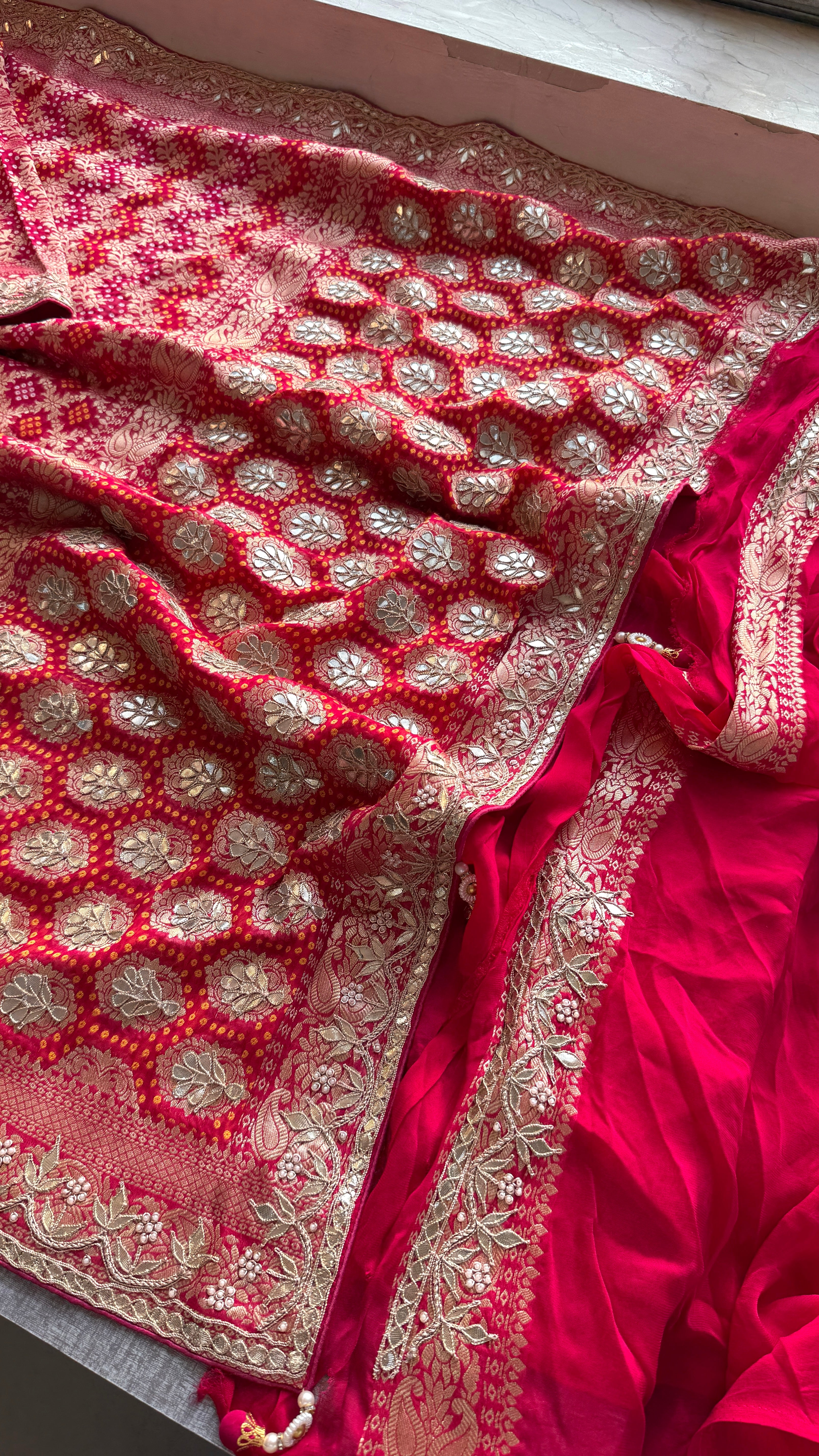 Pure Khaddi Georgette handwork gotapatti saree