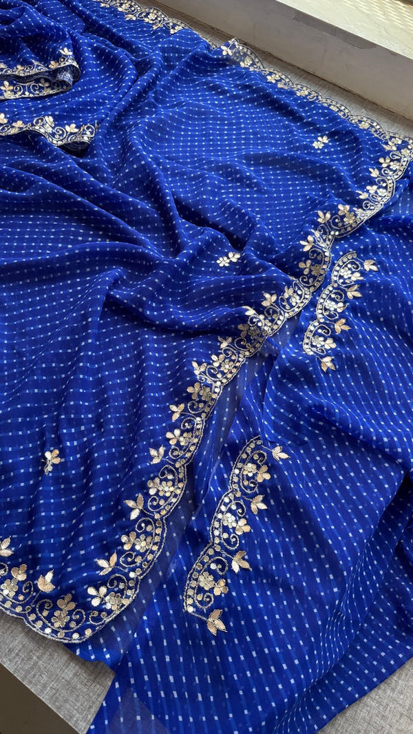 Pure Mothra Saree enhanced with gotapatti Saree in scallop border