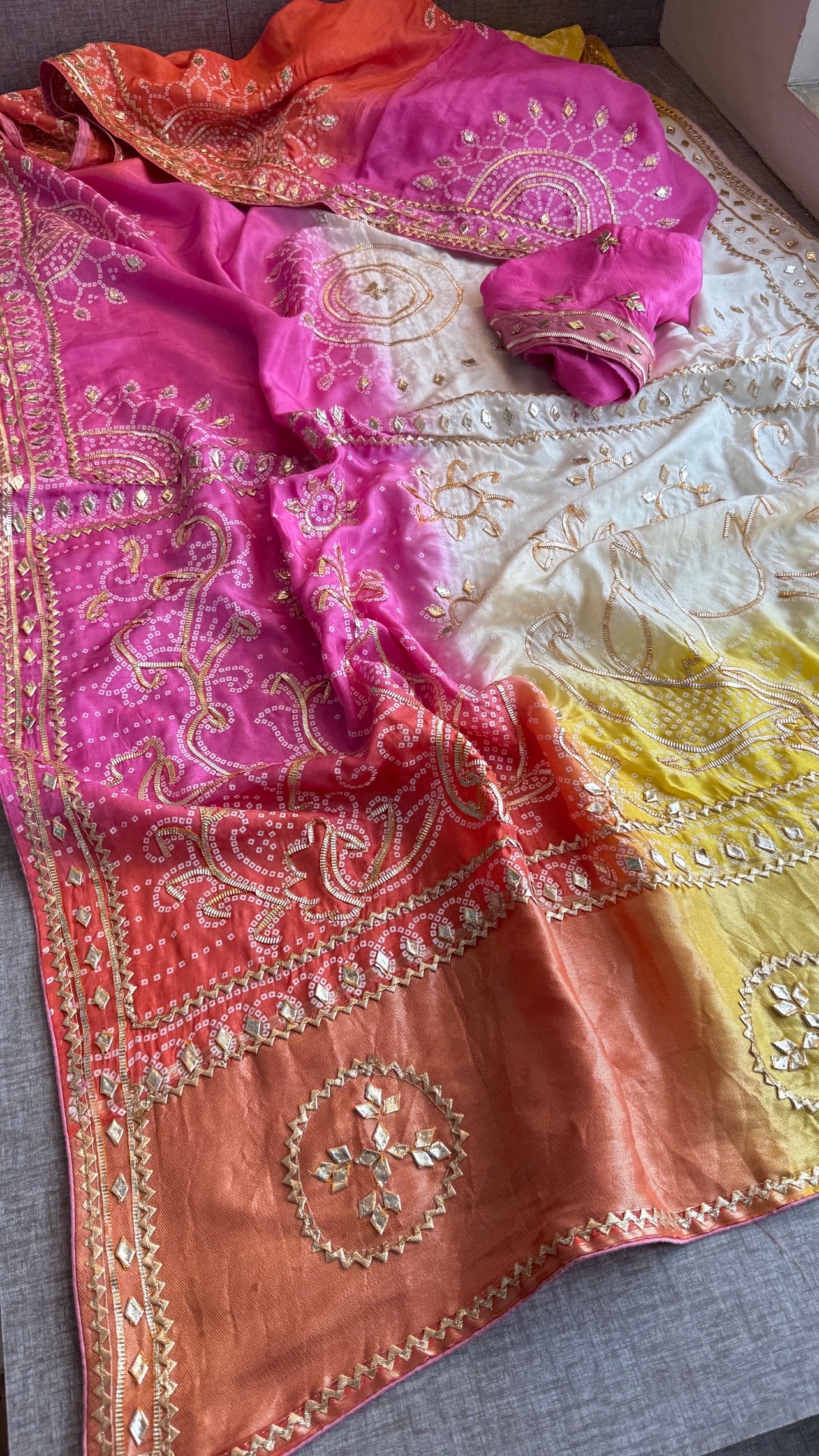 Munga Silk Sikhiya Gotapatti Saree with Peacock Motif & Zari Border | Soft Premium Festive Wear
