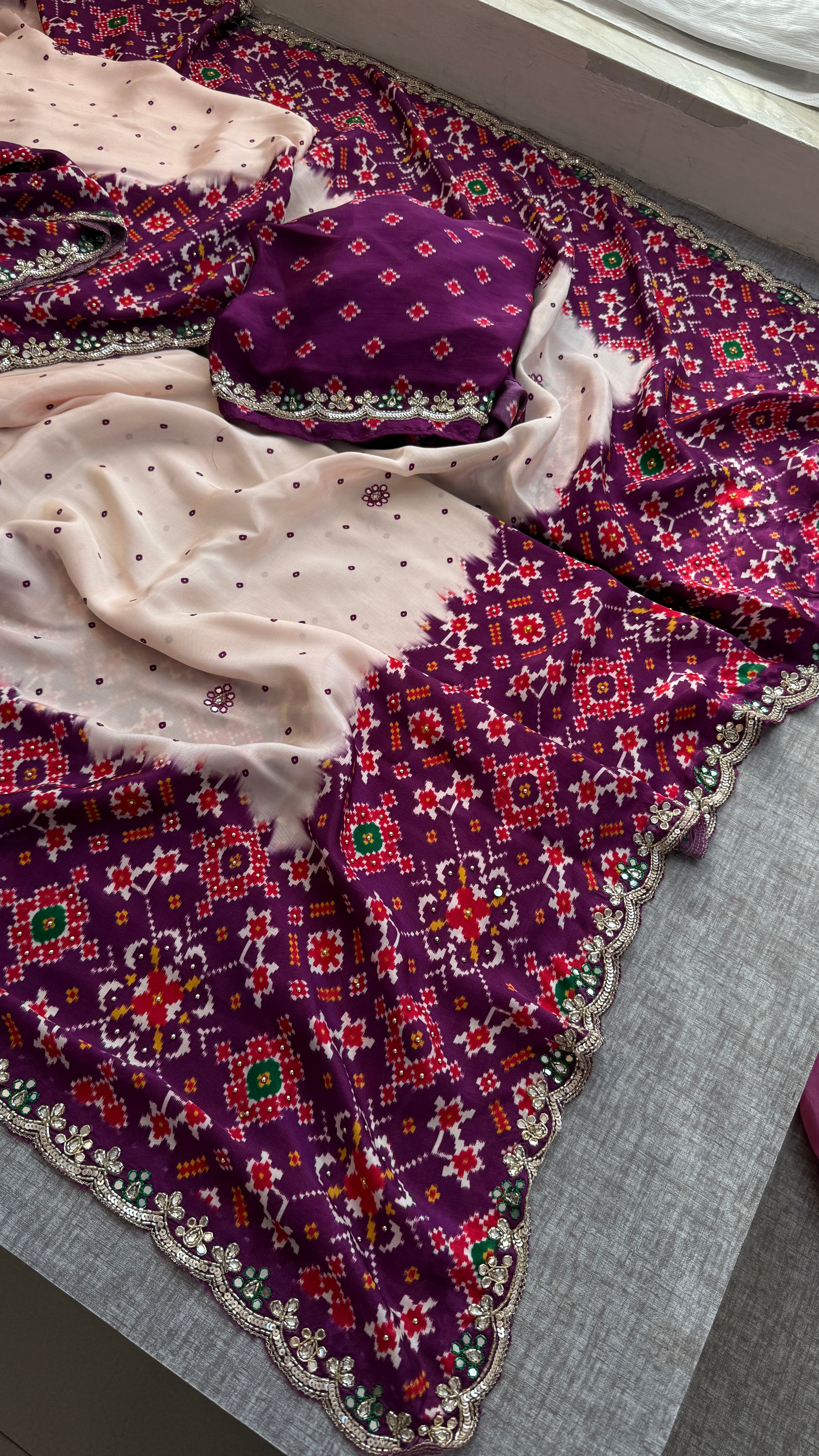 Soft Munga Silk with Pearl And Resham