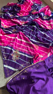 Chinon silk Pittan work Saree