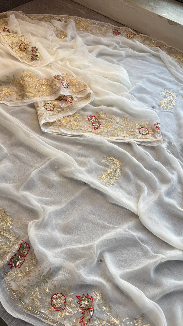 Offwhite Soft Chinon Saree