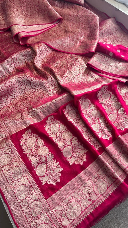 Khaddi Georgette Banarasi Saree with Zari Weaving | Soft Lightweight & Easy Drape | Elegant Saree