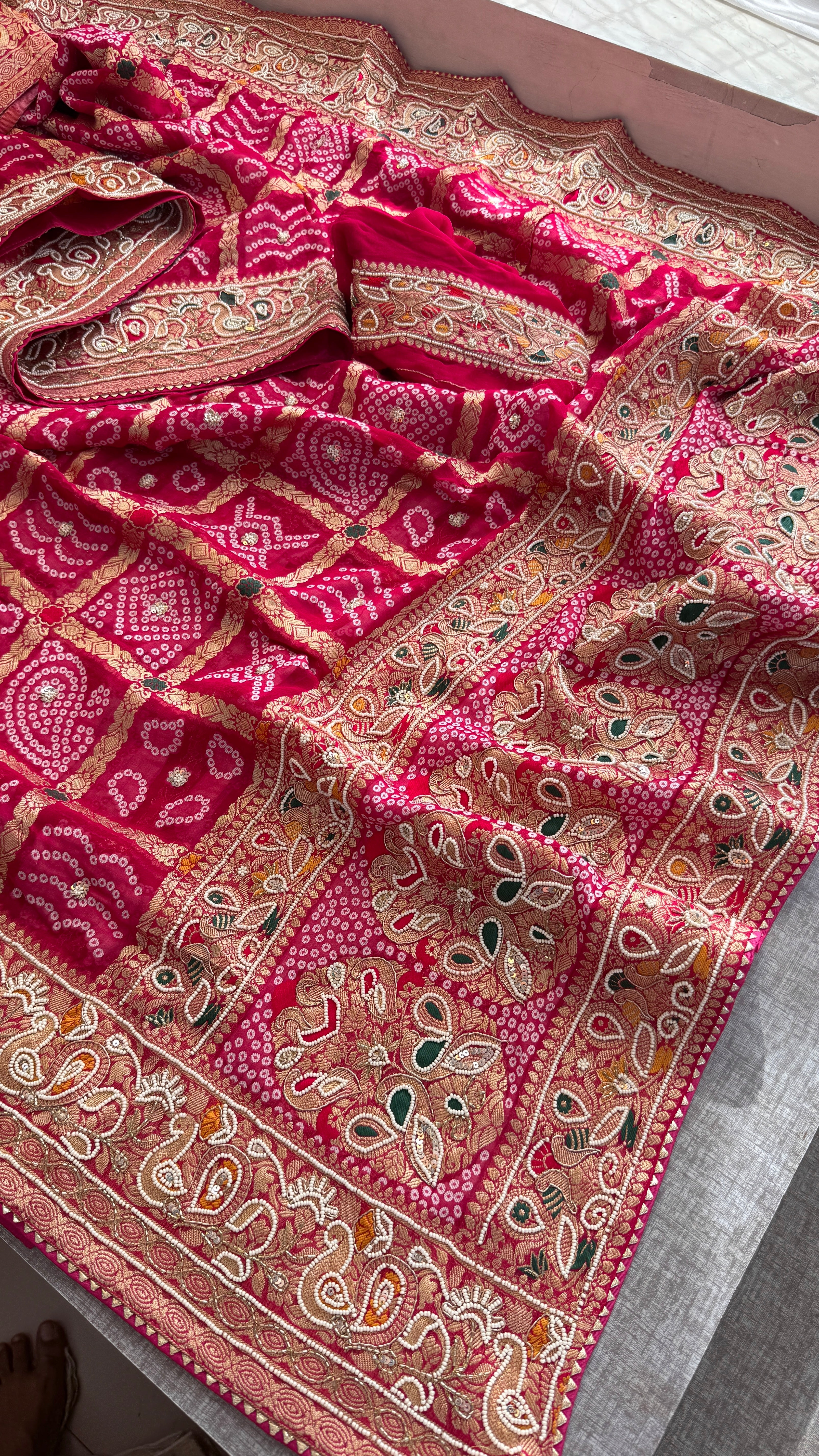 Pure georgette silk gharchola saree