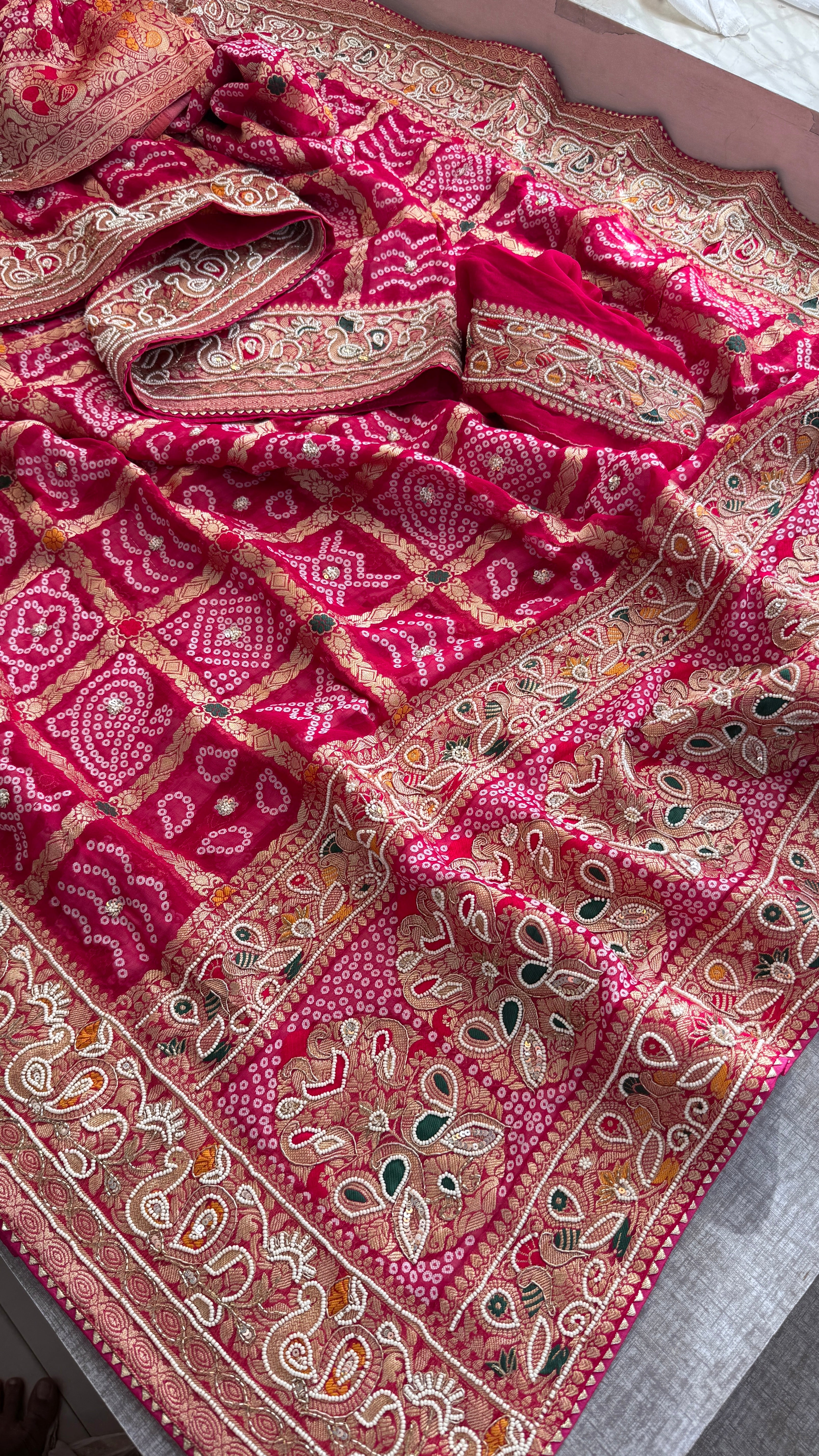 Pure georgette silk gharchola saree