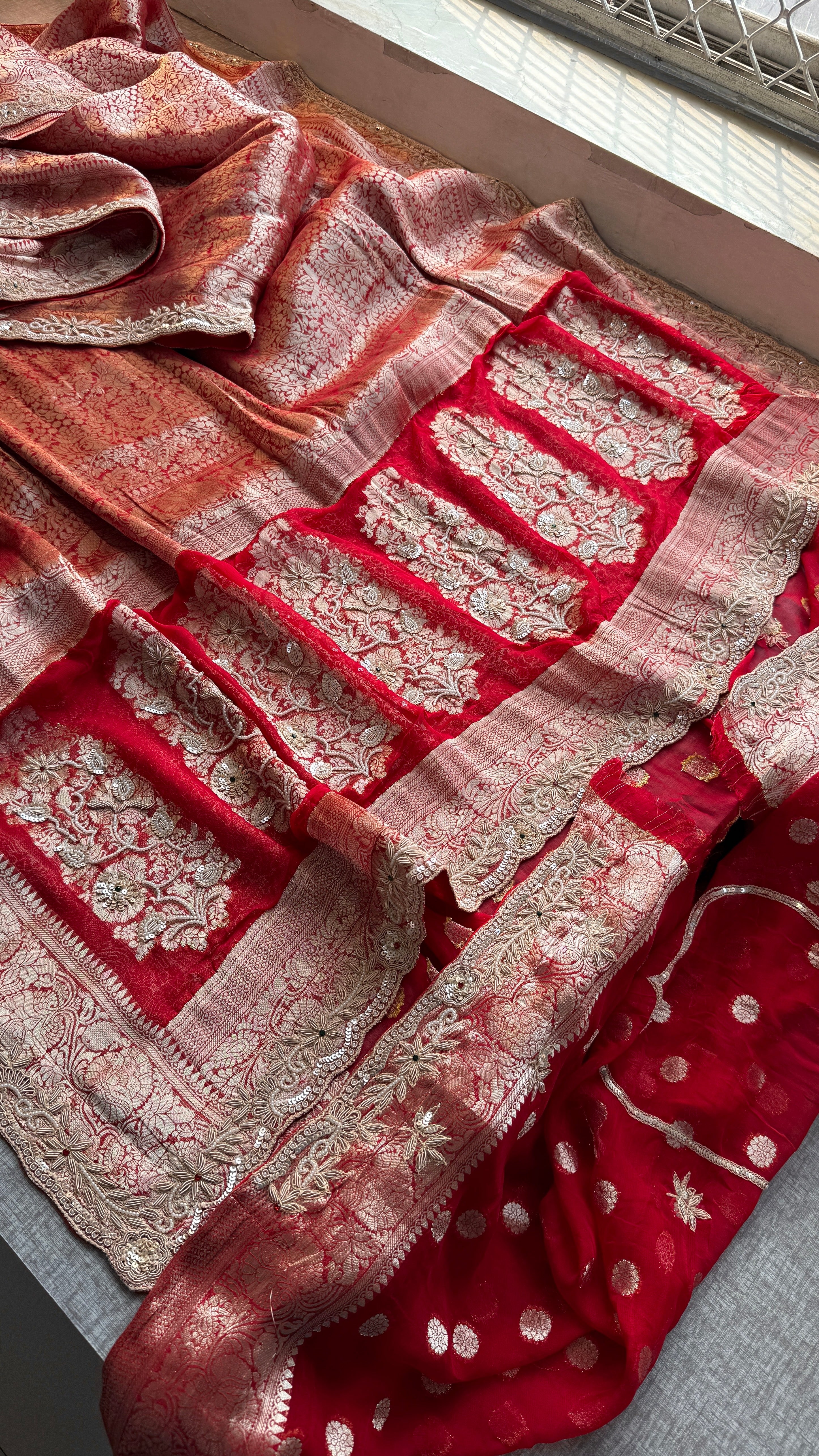 Bridal Georgette Banarasi Zardozi Work Saree