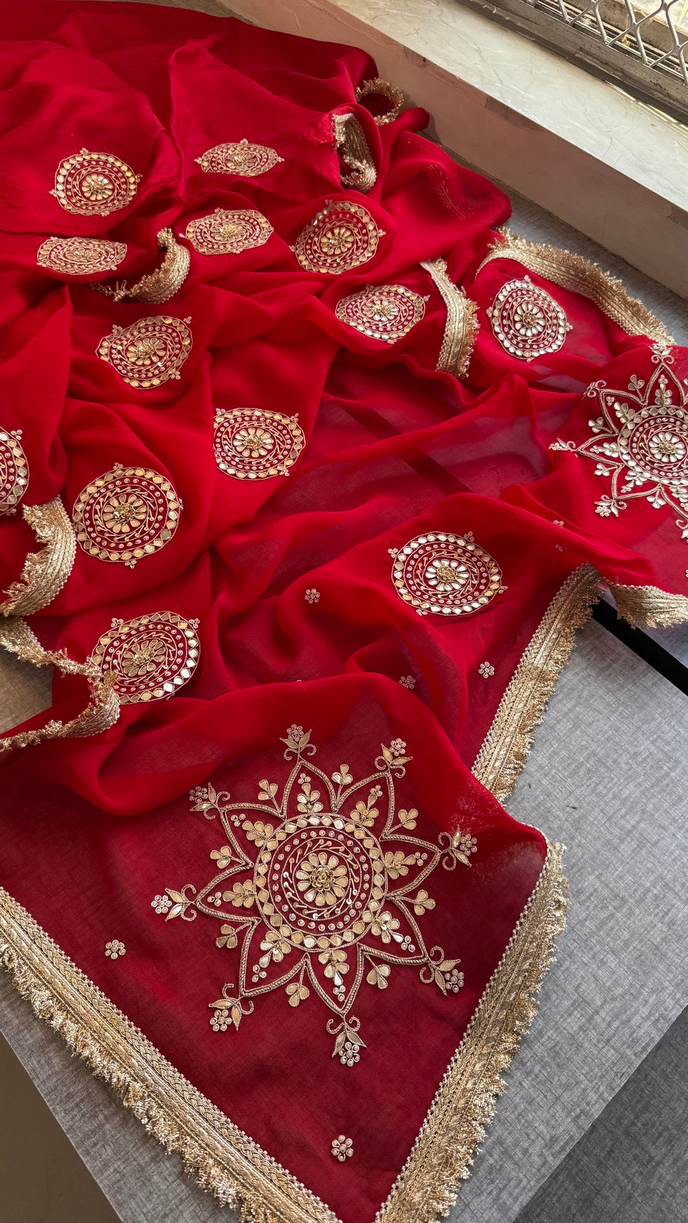 Pure Organza Saree with Heavy Gotapatti Handwork & Kiran Border – Premium Festive Collection