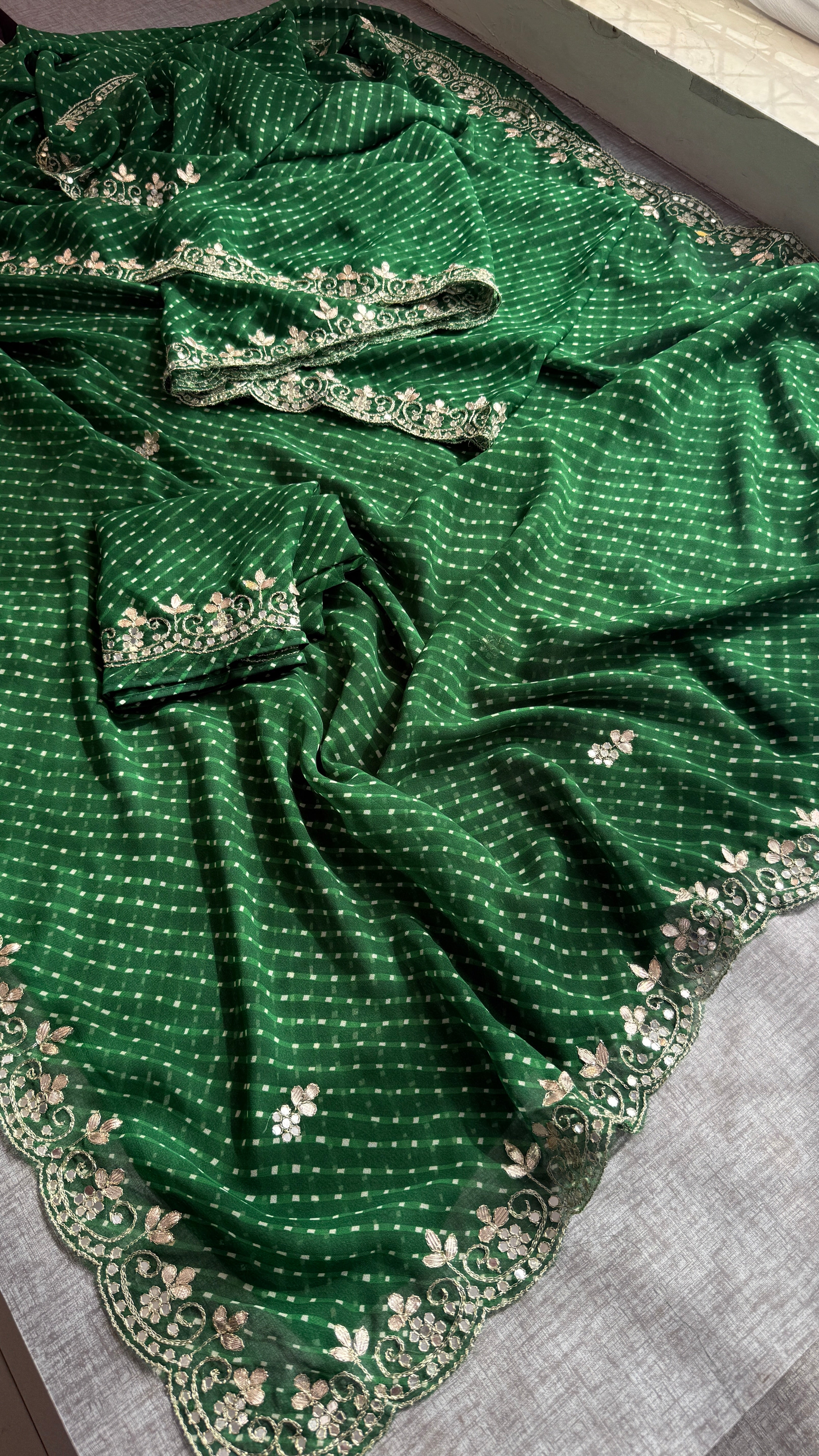 Pure Mothra Saree enhanced with gotapatti Saree in scallop border