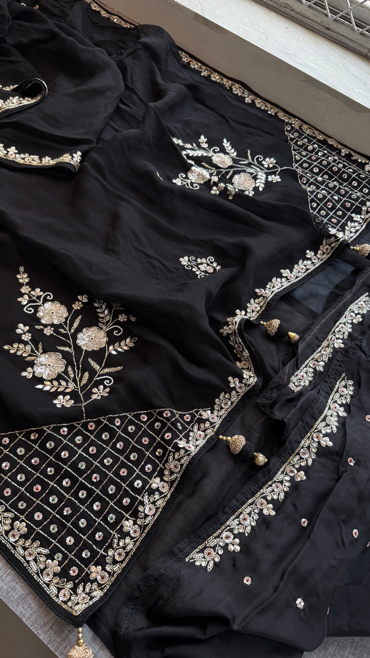 Black organza soft silk Saree