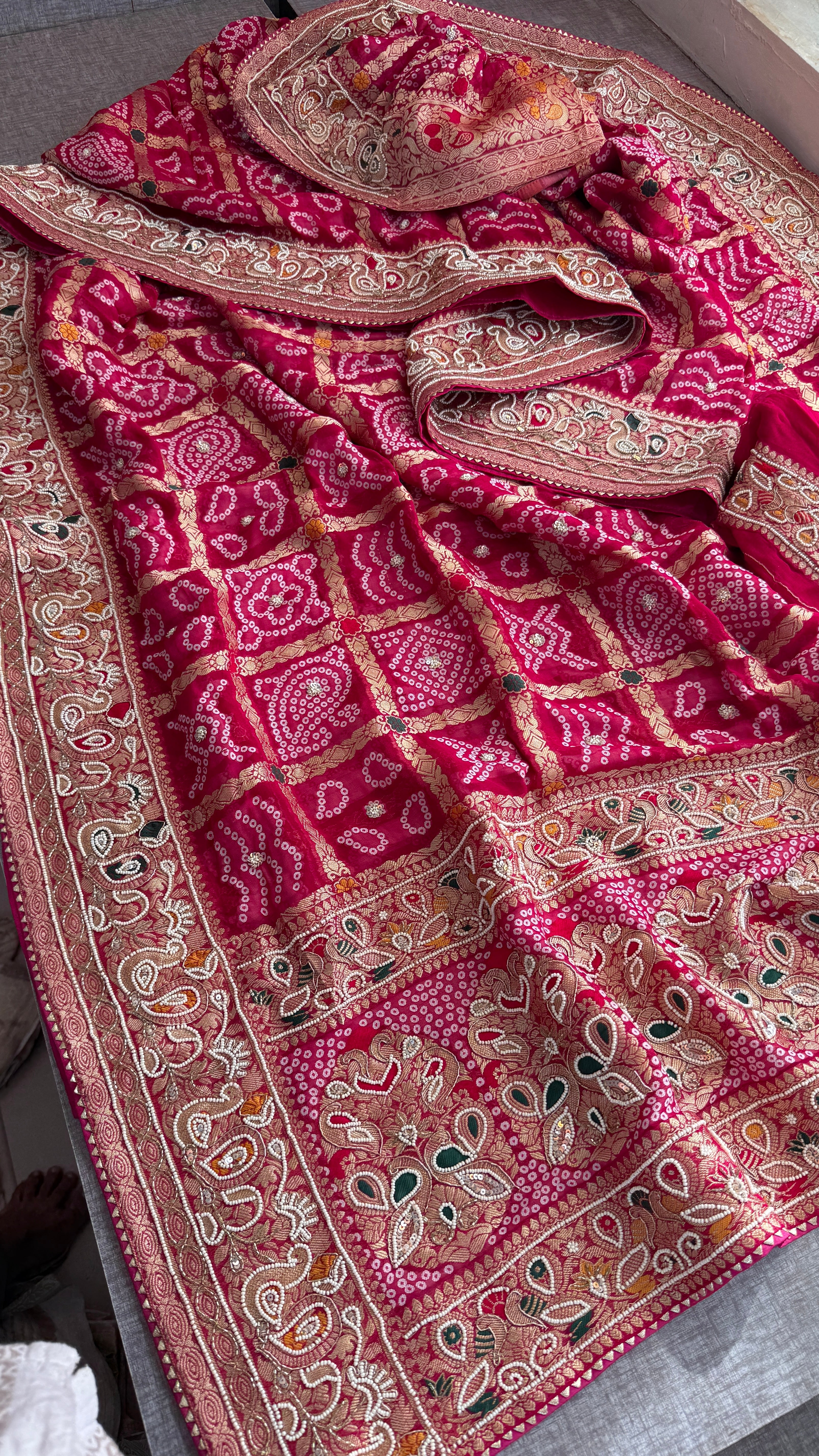 Pure georgette silk gharchola saree