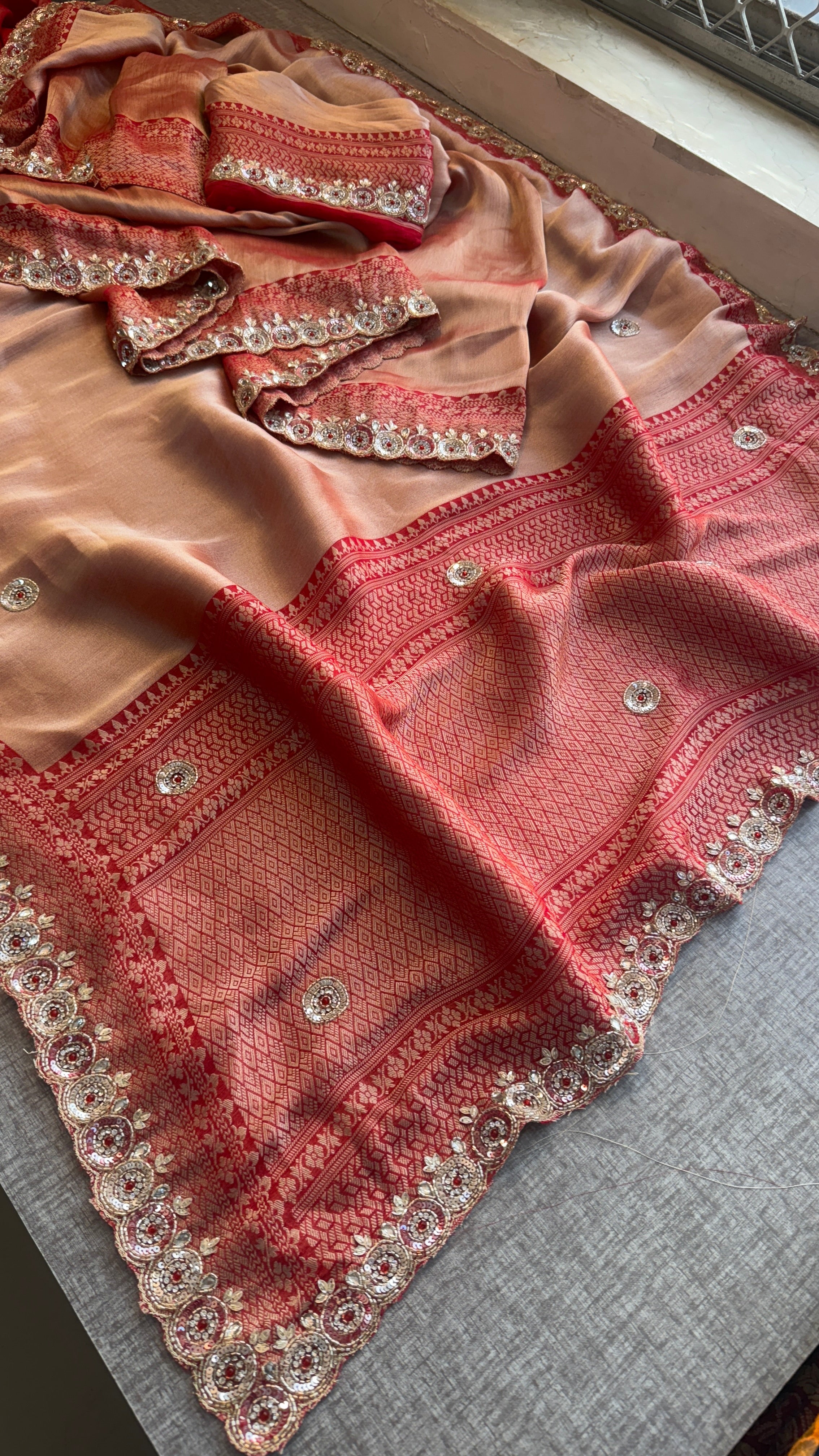 Pure Self Georgette Banarasi Weaving Saree