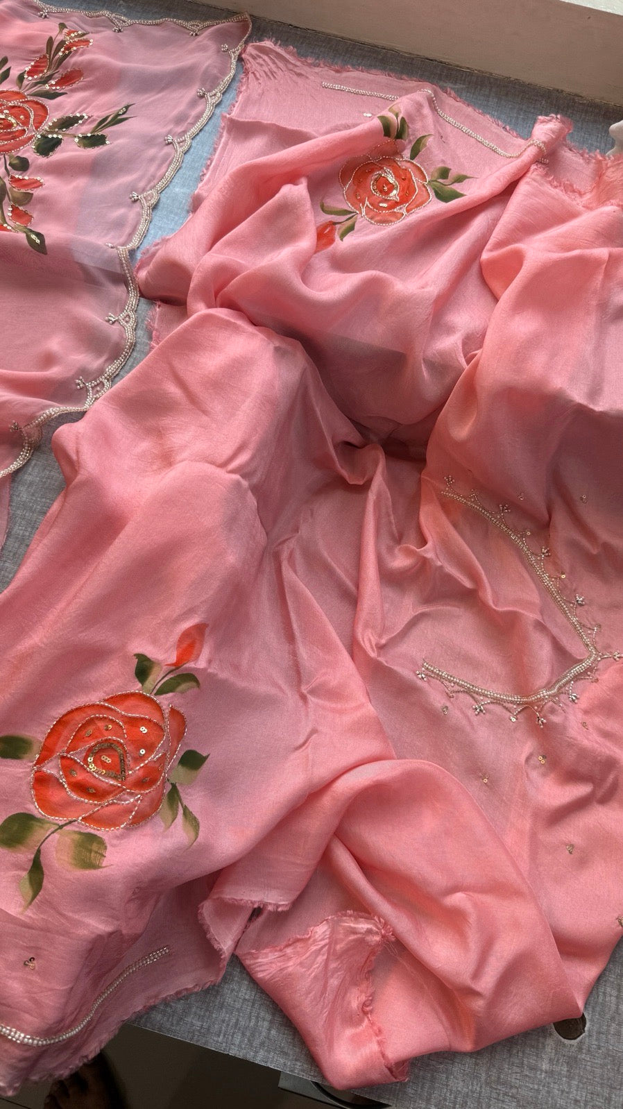 Pure Soft Organza Hand-Painted Saree,