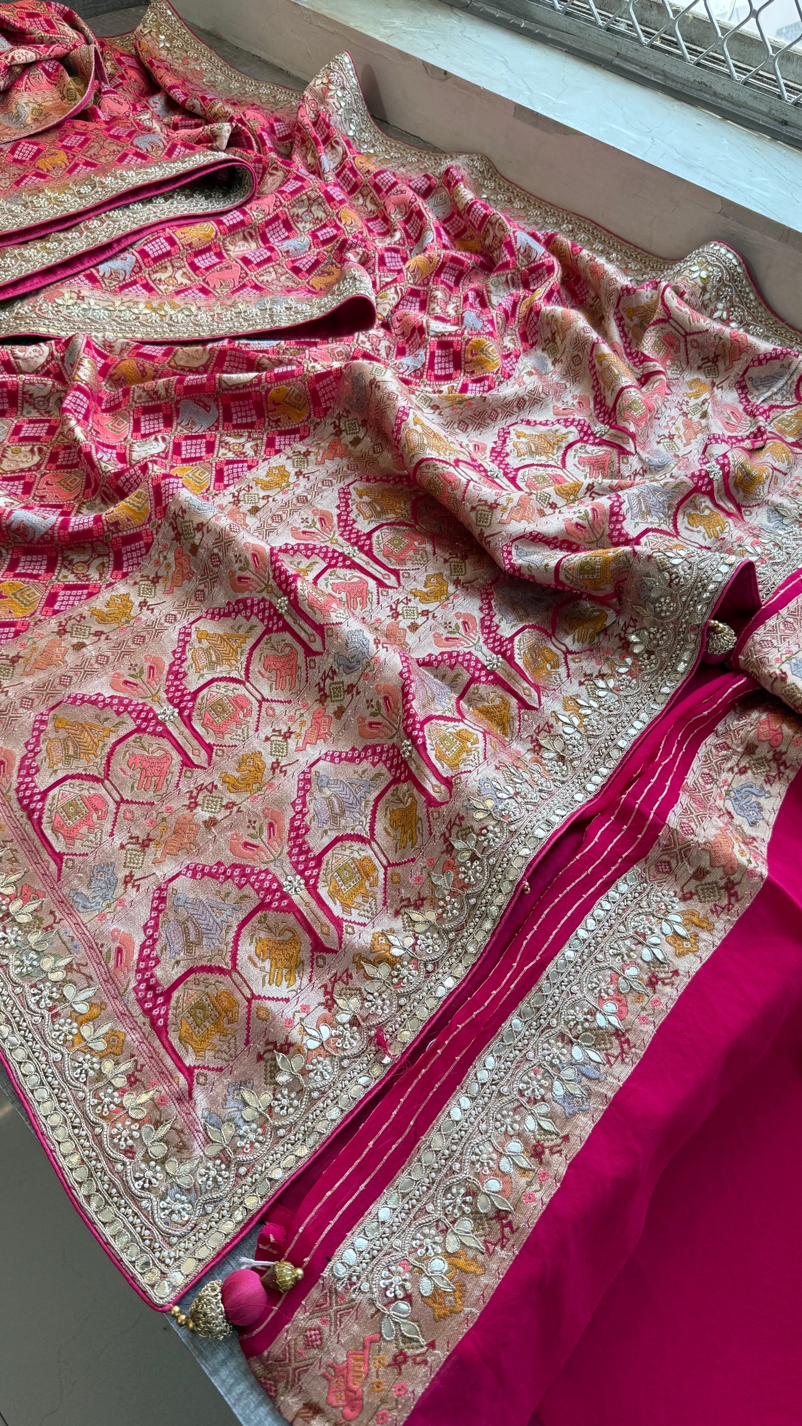 Luxury Banarasi Khaddi Georgette Saree with Zardozi & Pearl Work – Royal Wedding Wear Saree