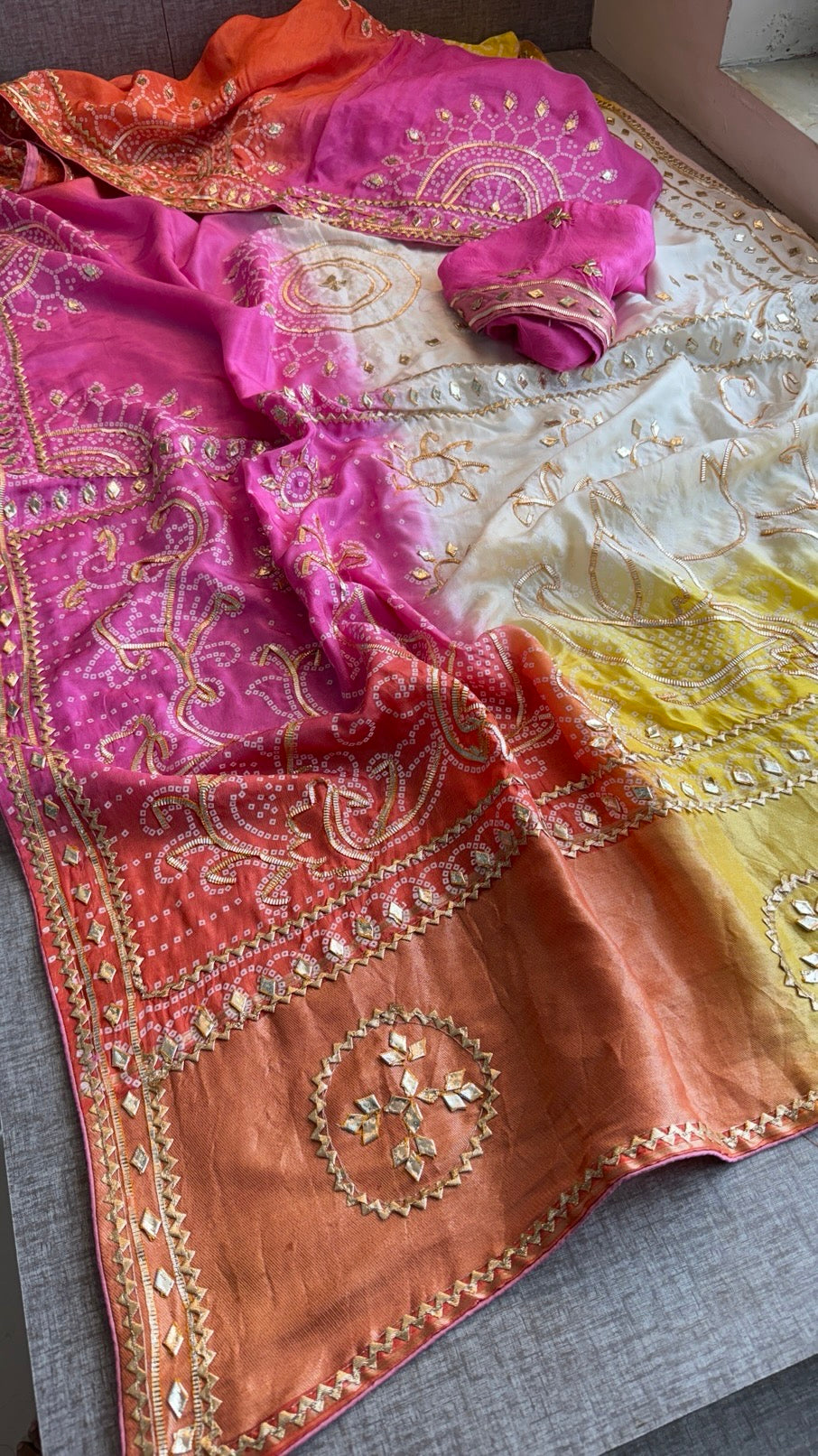 Munga Silk Sikhiya Gotapatti Saree with Peacock Motif & Zari Border | Soft Premium Festive Wear