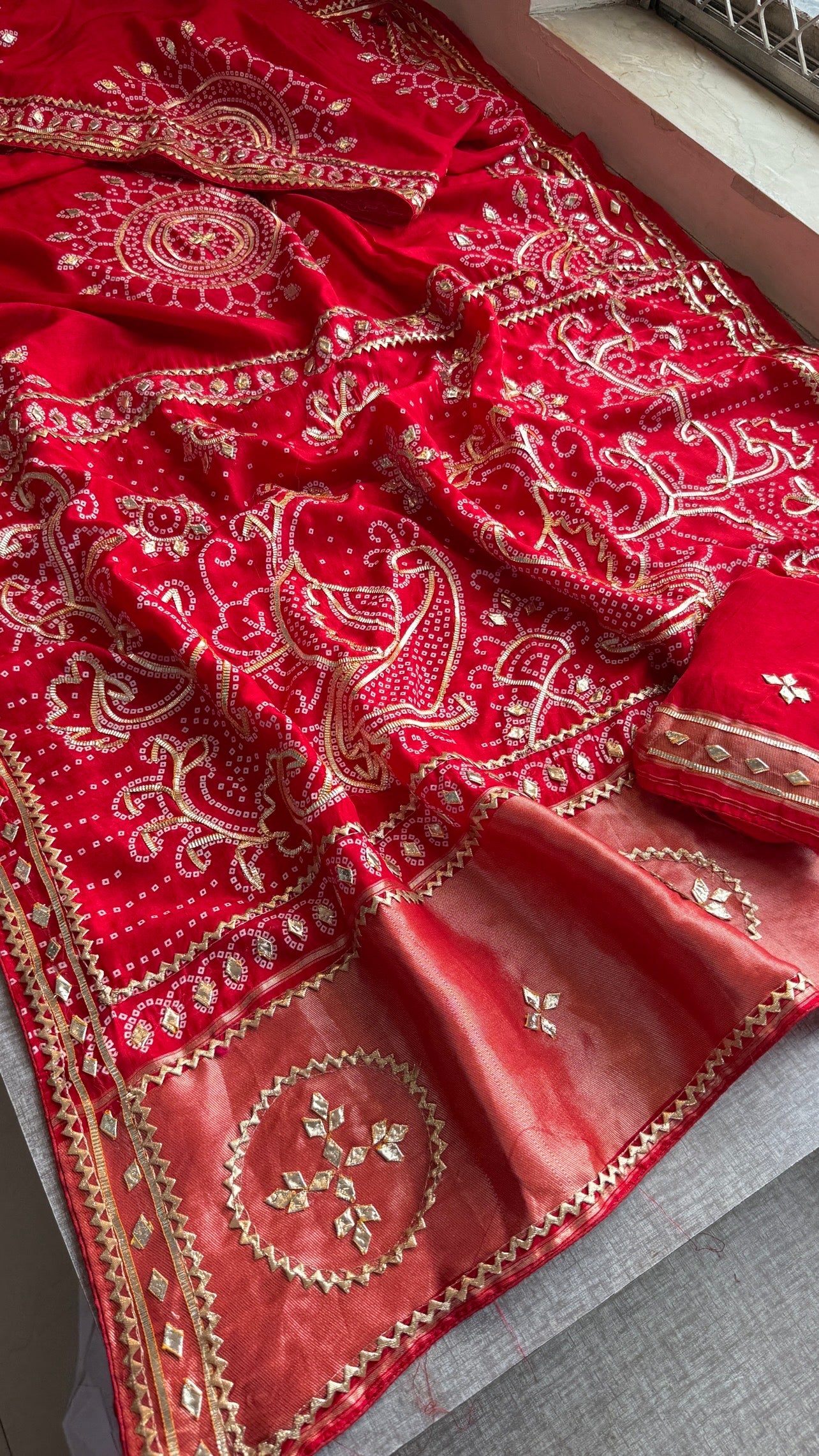 Munga Silk Sikhiya Gotapatti Saree with Peacock Motif & Zari Border | Soft Premium Festive Wear