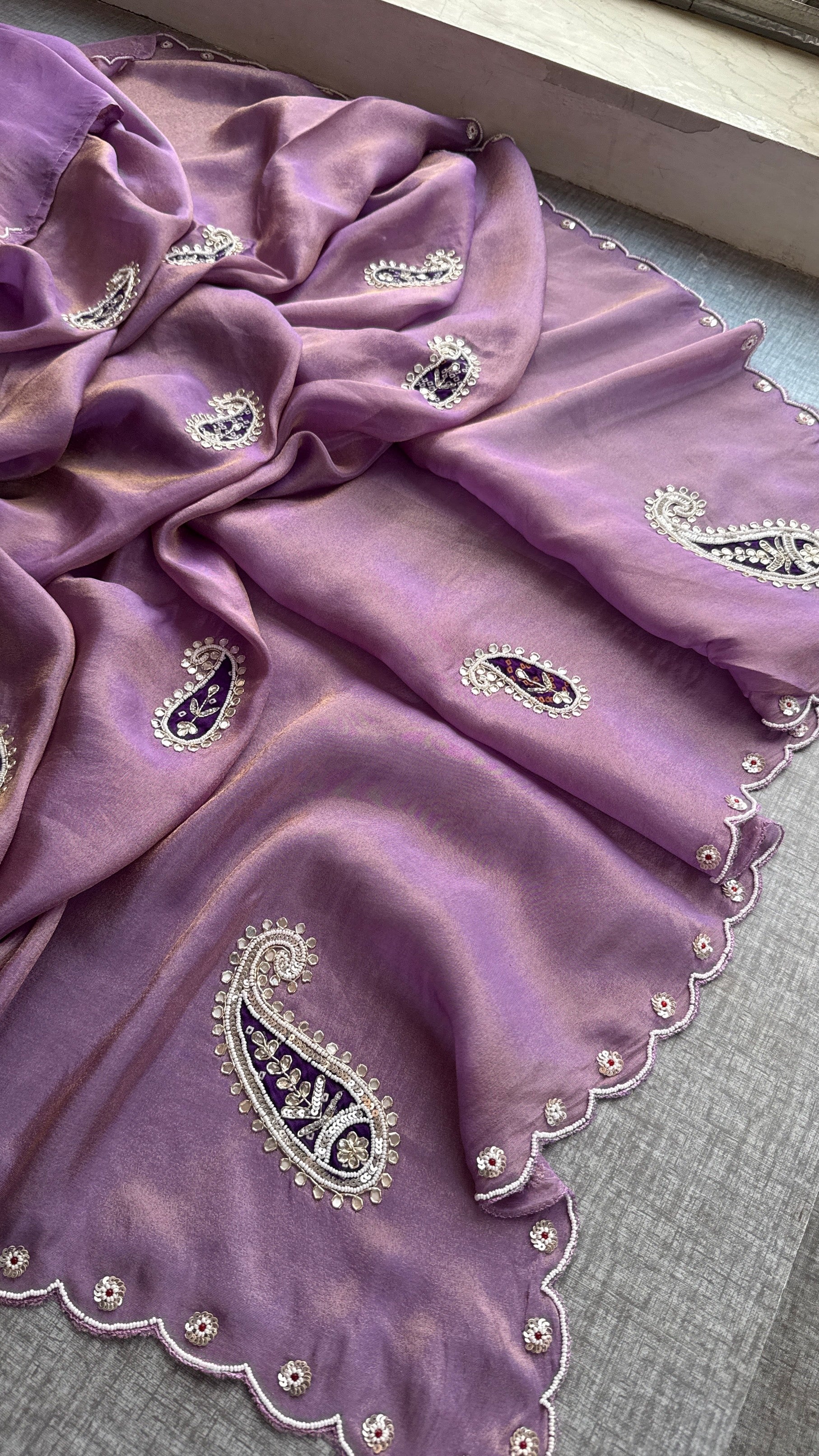 Dreamy Lavender Magic in Cosmo Silk by Nimbari Jaipur