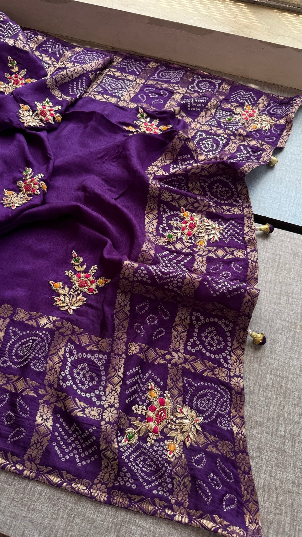 Pure soft munga silk banarasi Saree enhanced with gotapatti
