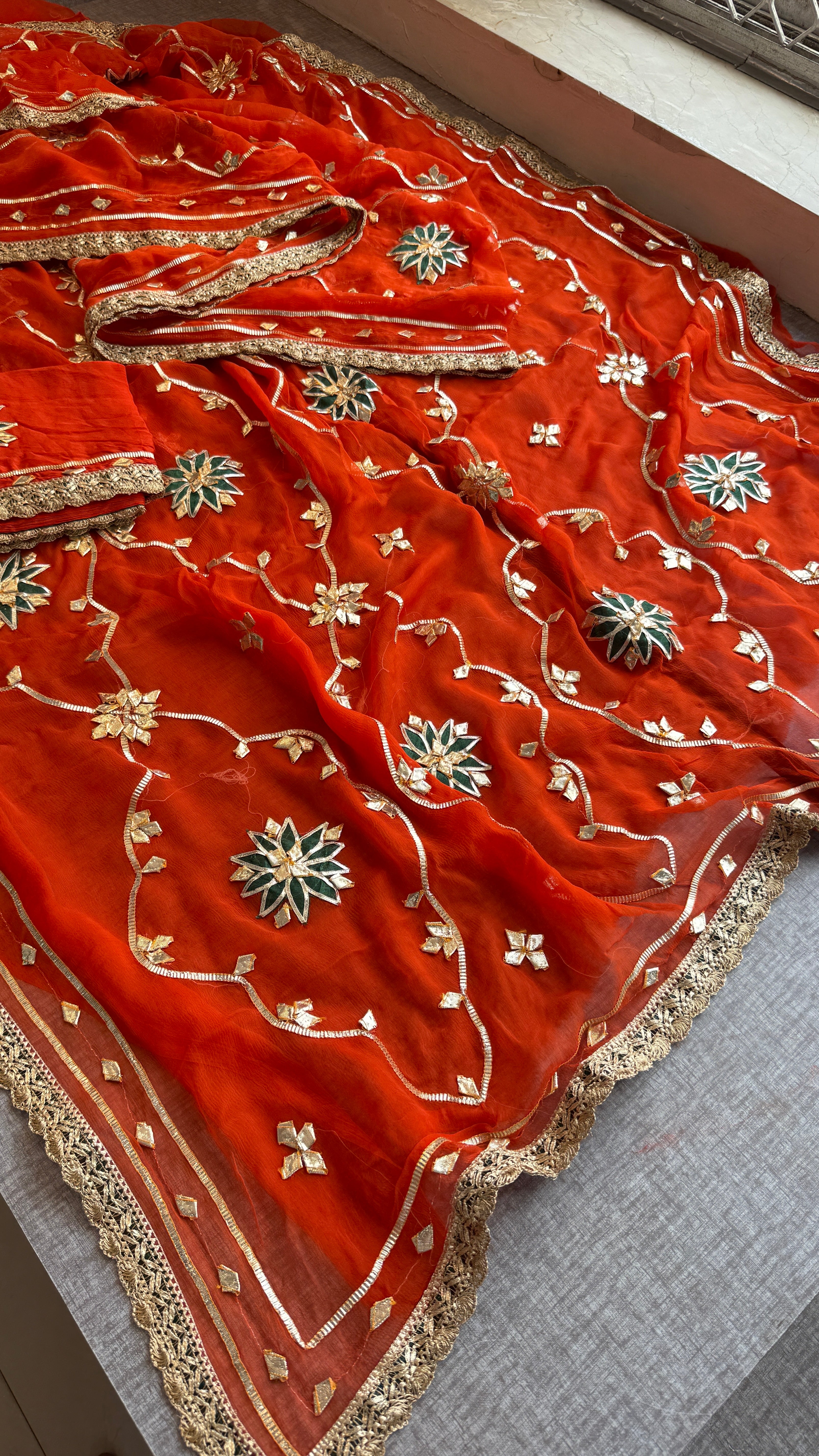 Chiffon Sikhiya gotapatti Saree