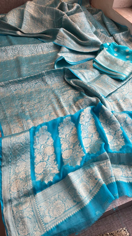 Khaddi Georgette Banarasi Saree with Zari Weaving | Soft Lightweight & Easy Drape | Elegant Saree