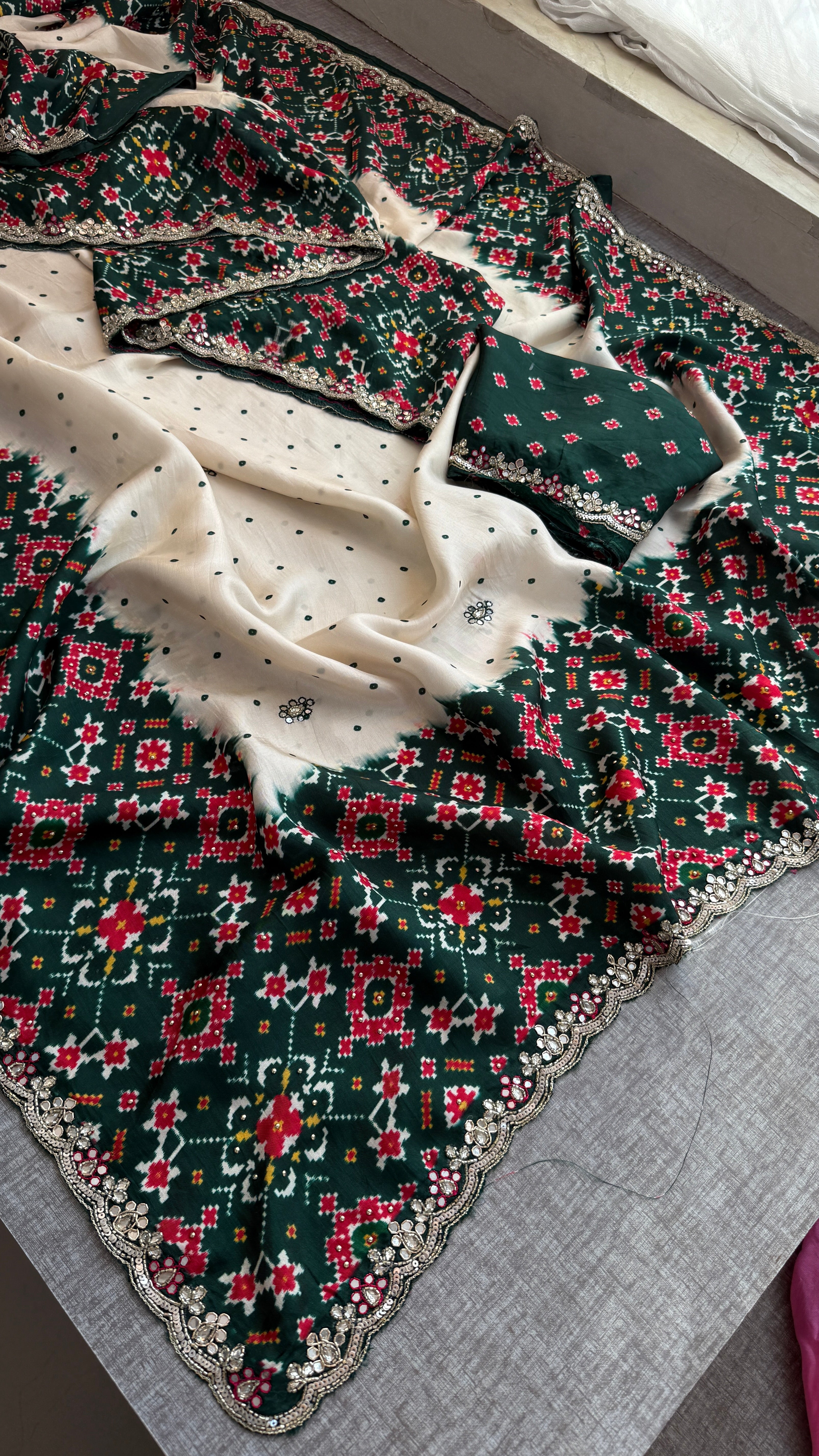 Soft Munga Silk with Pearl And Resham