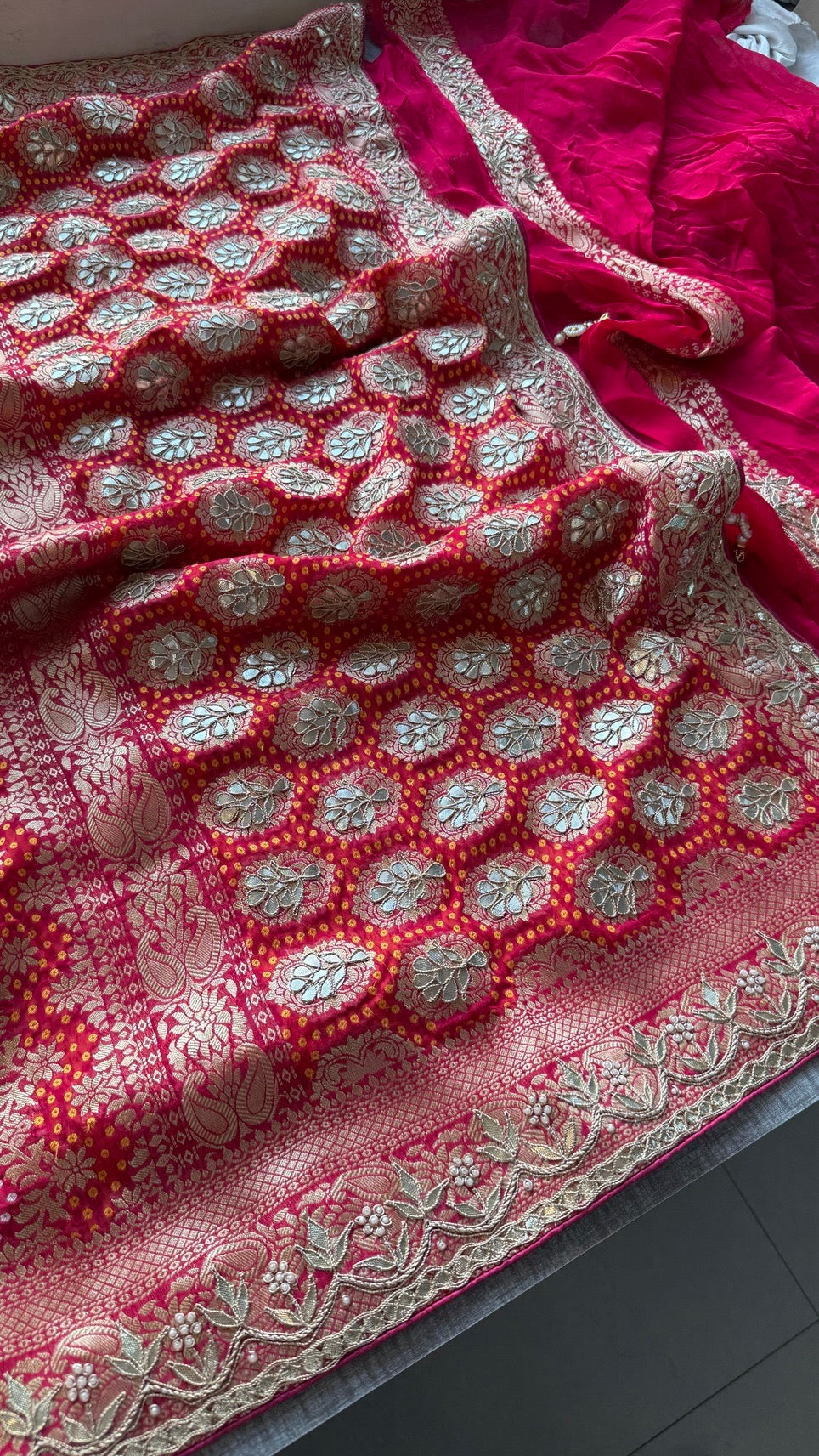 Luxury Khaddi Georgette Saree with Gotapatti & Banarasi Zari Elegance