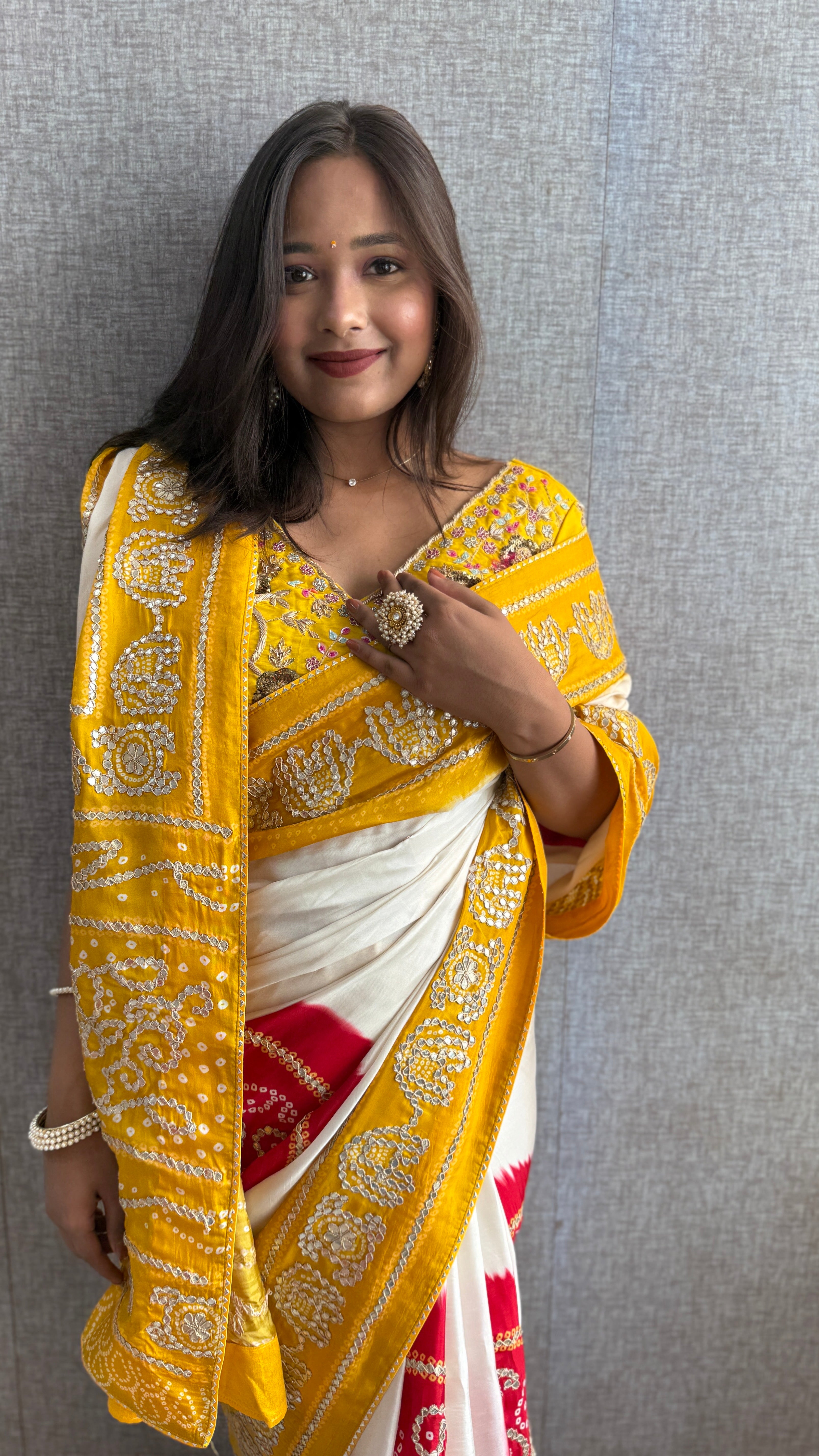 Royal Elephant Motif Silk Saree with Elegant Gotapatti Craftsmanship