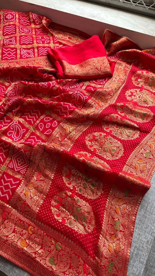 Pure Khaddi Georgette Banarasi Zari Weaving Saree – Royal Purple Designer Banarasi Silk Saree for Wedding & Festive Wear