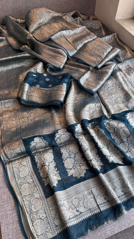 Khaddi Georgette Banarasi Saree with Zari Weaving | Soft Lightweight & Easy Drape | Elegant Saree