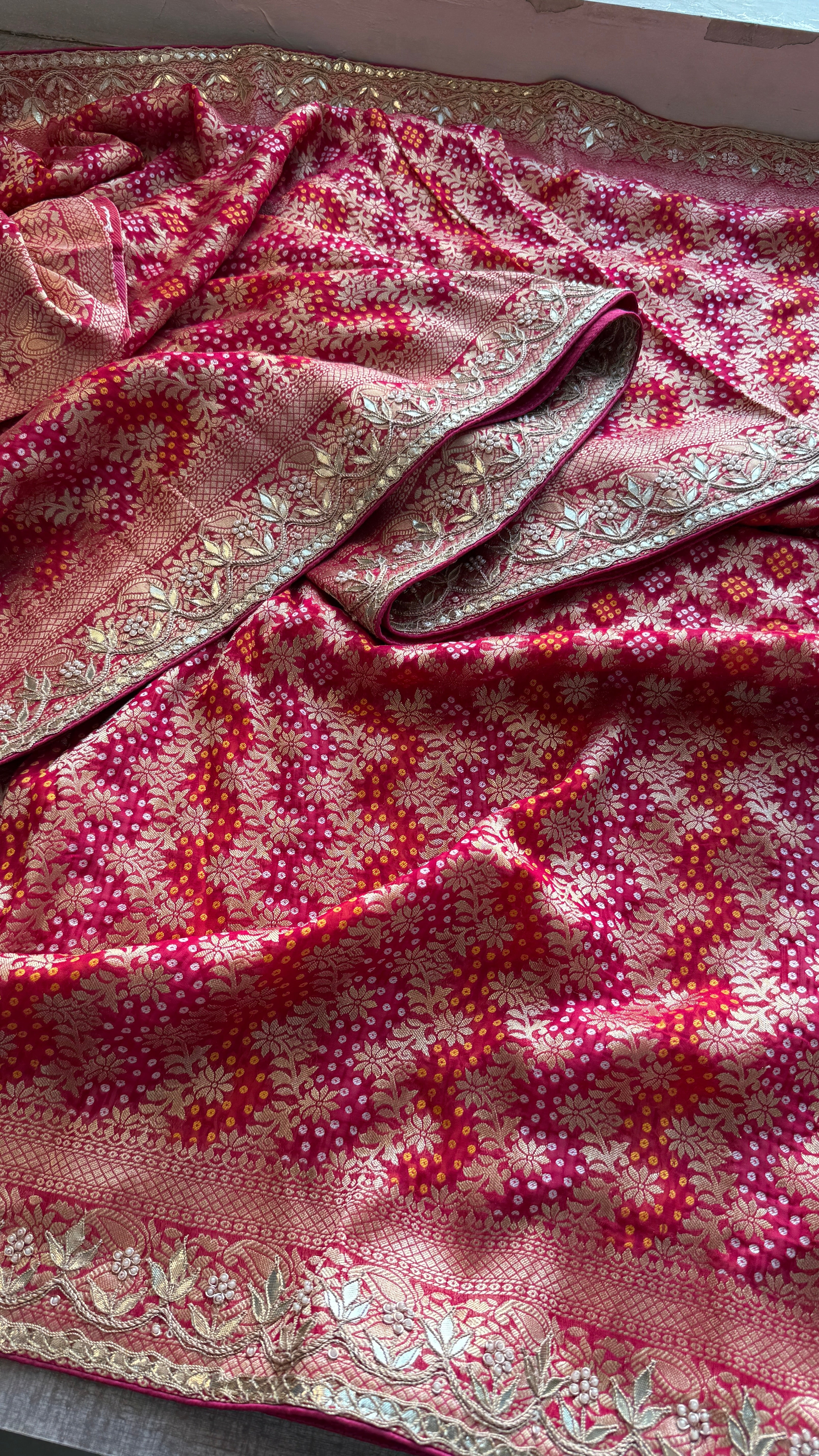 Pure Khaddi Georgette handwork gotapatti saree