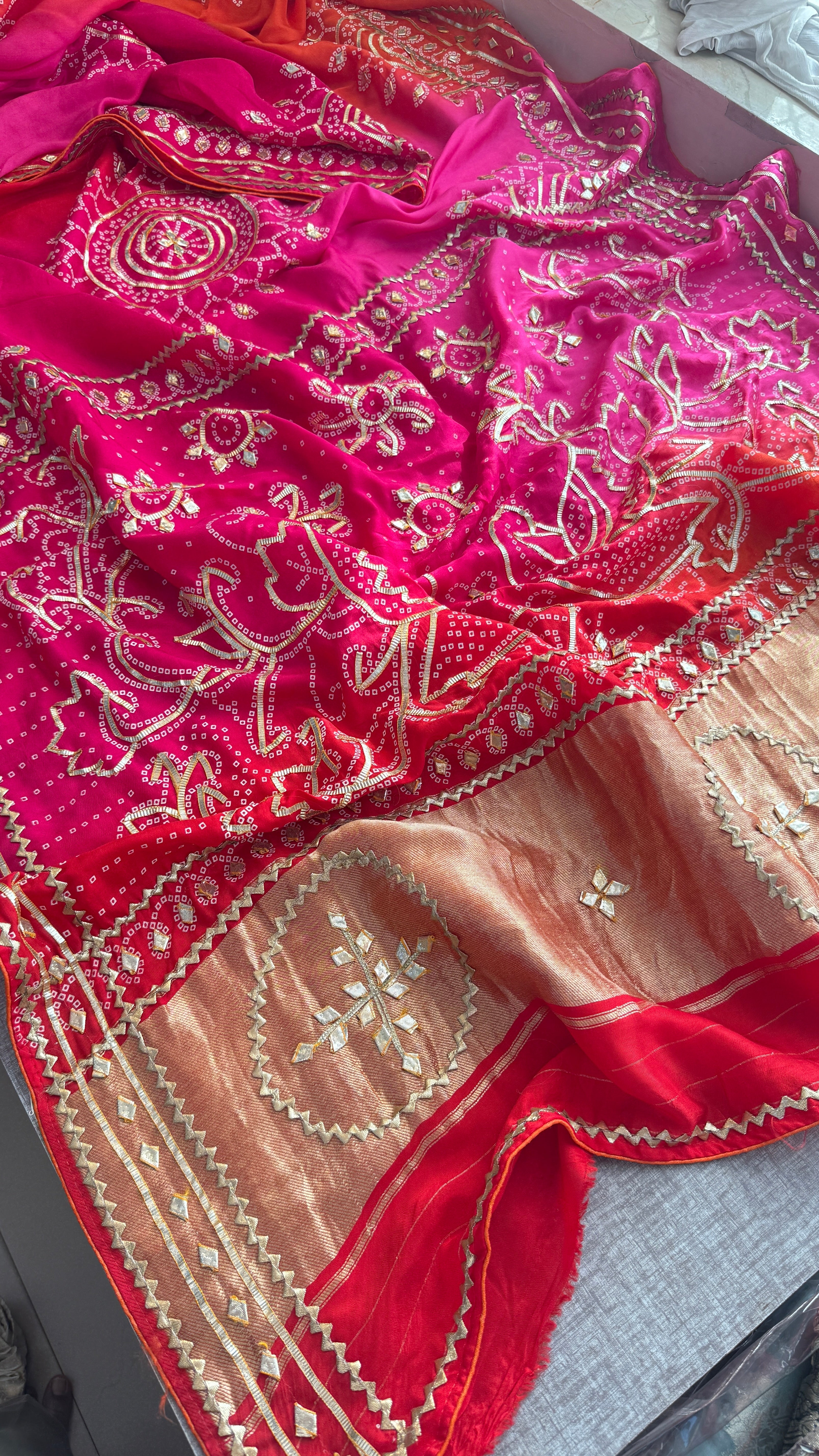 Pure Munga Silk With Sikhiya gotapatti work