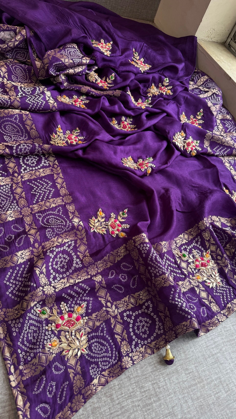 Pure soft munga silk banarasi Saree enhanced with gotapatti