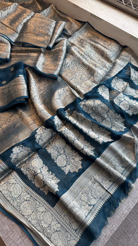 Khaddi Georgette Banarasi Saree with Zari Weaving | Soft Lightweight & Easy Drape | Elegant Saree