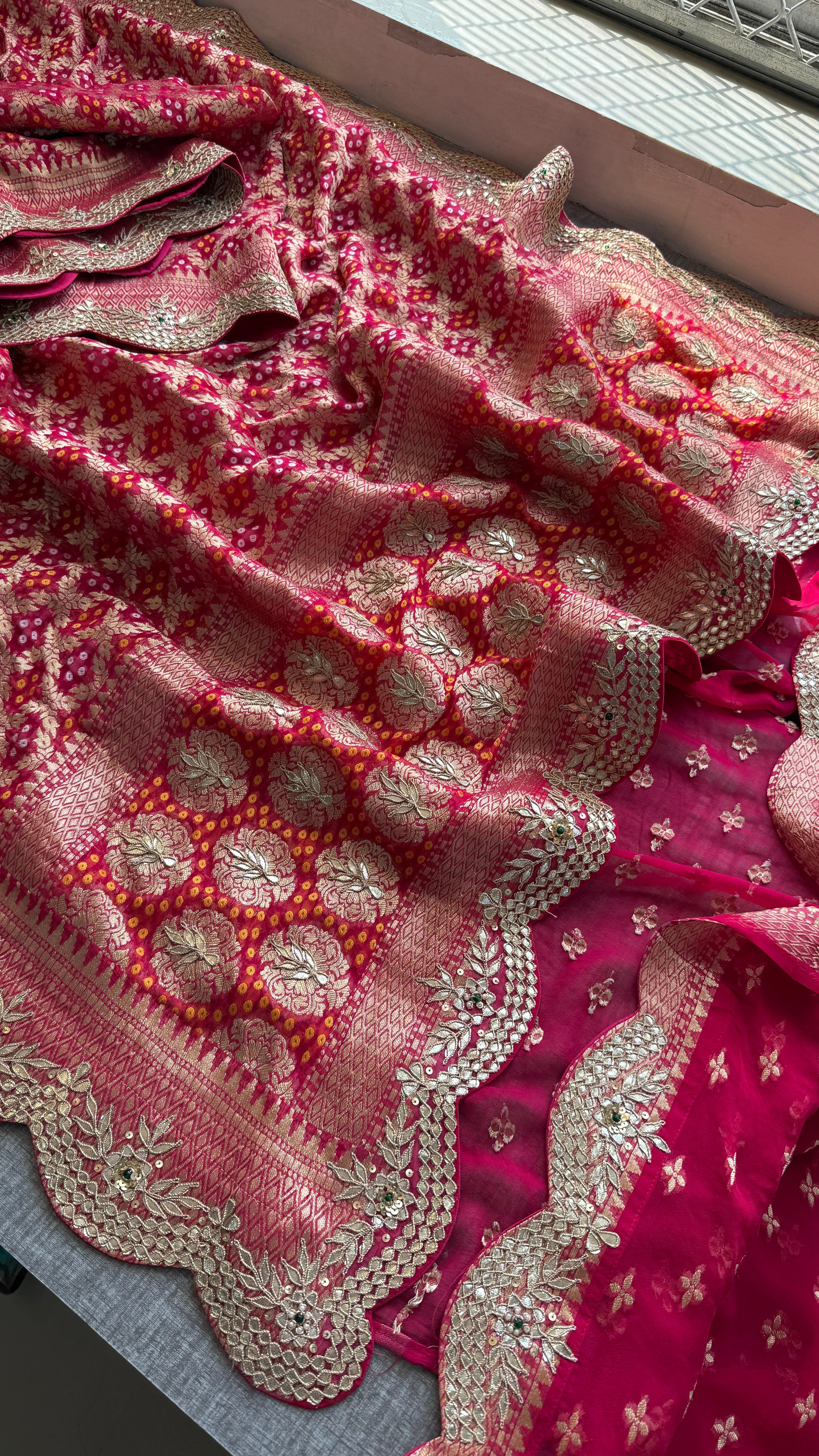 Khaddi Georgette Gharchola Saree Adorned with Gotapatti